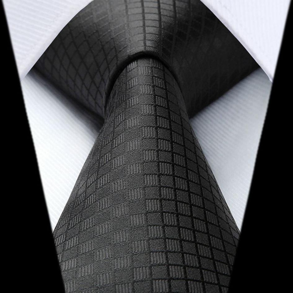 Plaid Tie Handkerchief Set - 071-BLACK CHECKERED