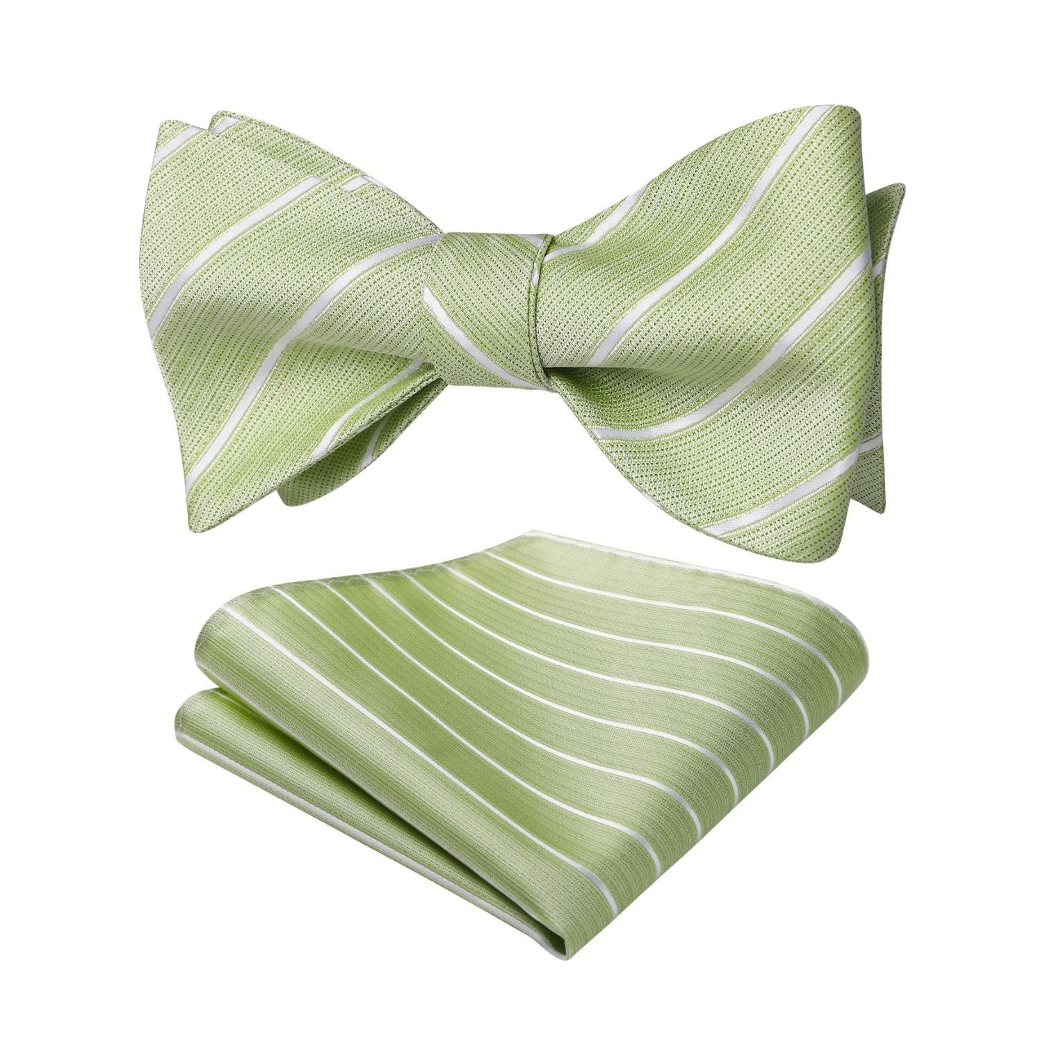 Stripe Bow Tie & Pocket Square - OLIVE GREEN