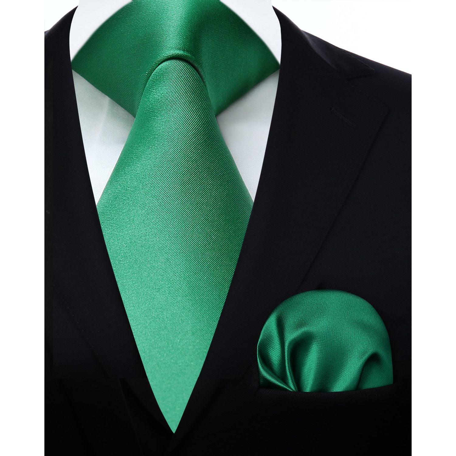 Solid Tie Handkerchief Set - EMERALD