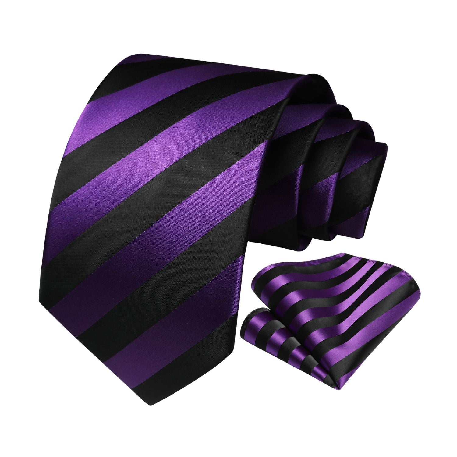 Stripe Tie Handkerchief Set - A-PURPLE