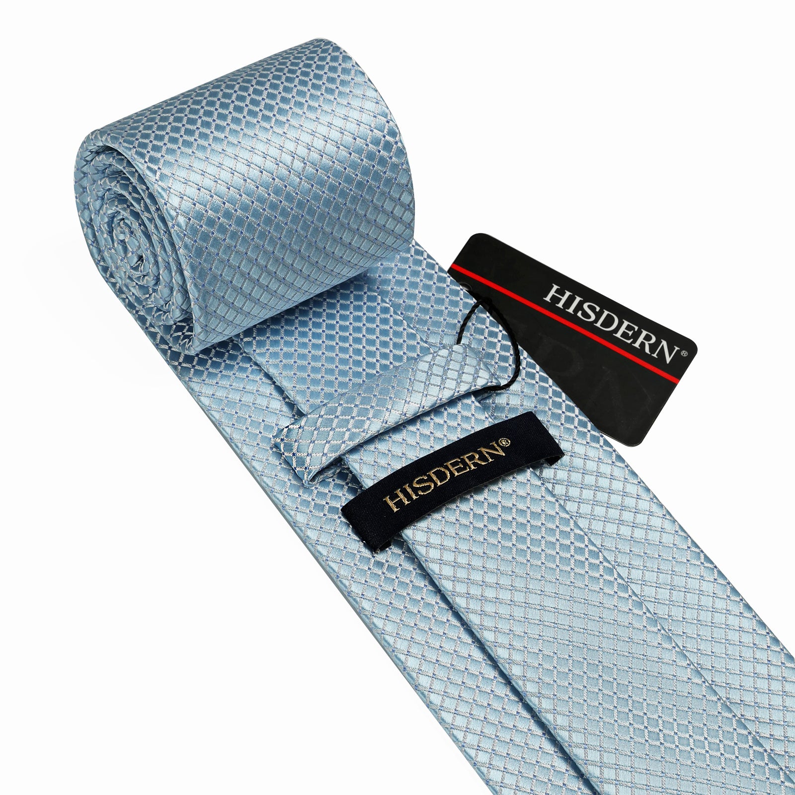 Plaid Tie Handkerchief Set - 05-BABY BLUE