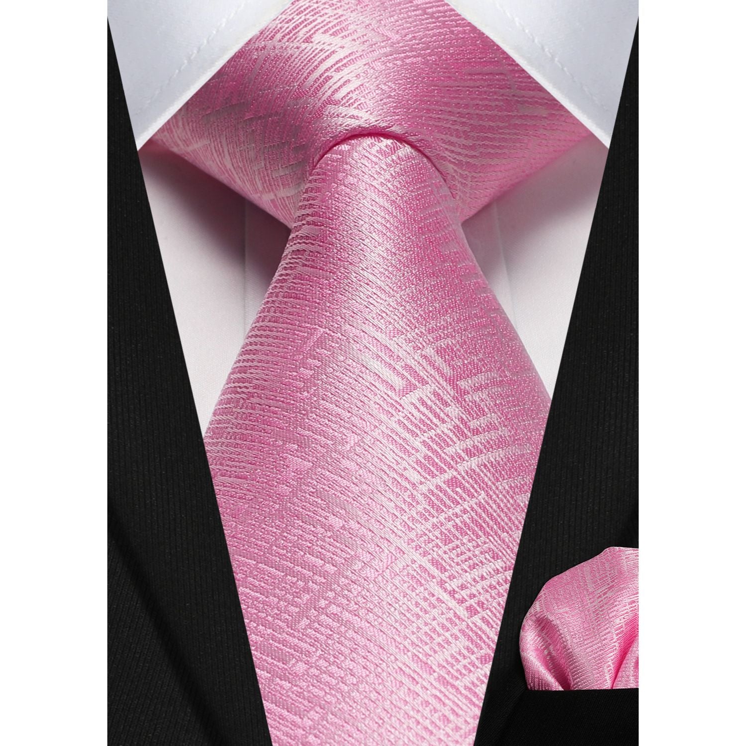 Houndstooth Tie Handkerchief Set - PINK