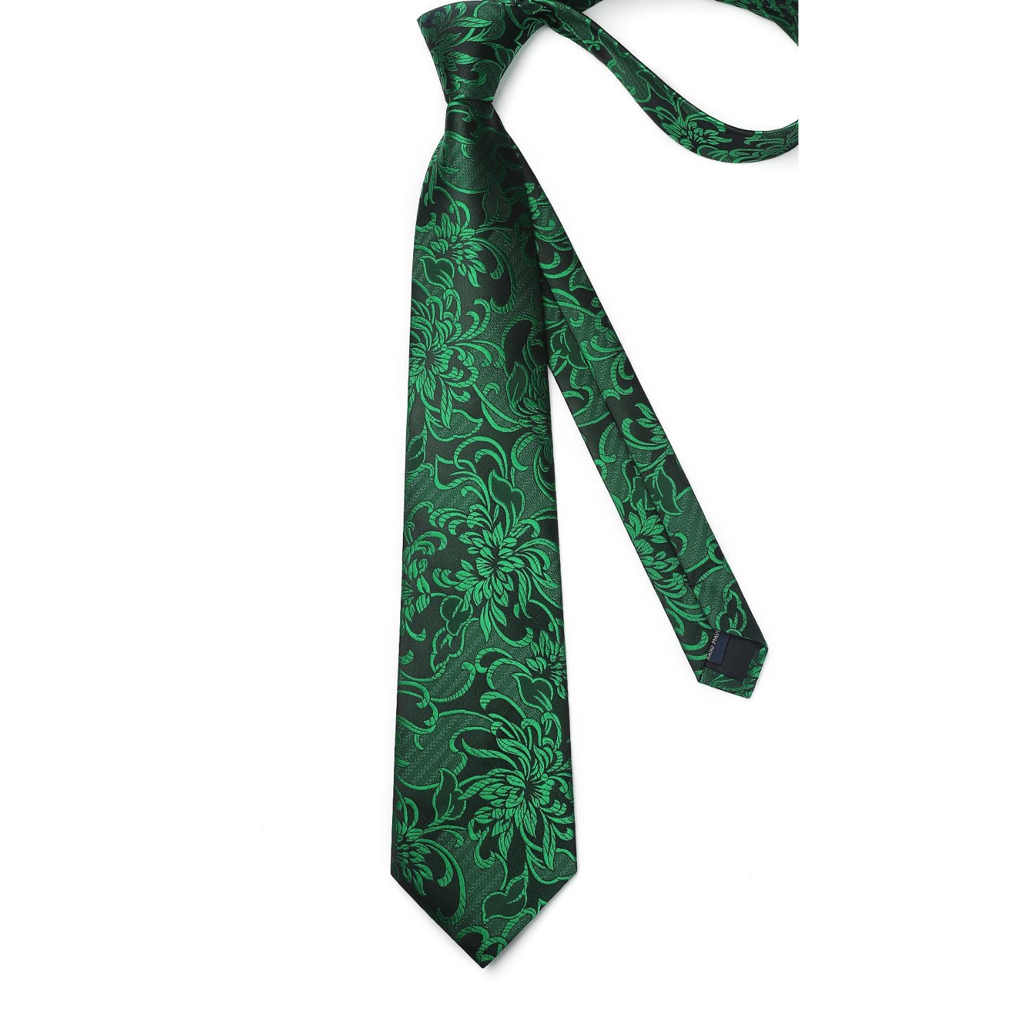 Floral Tie Handkerchief Cufflinks - A-GREEN2