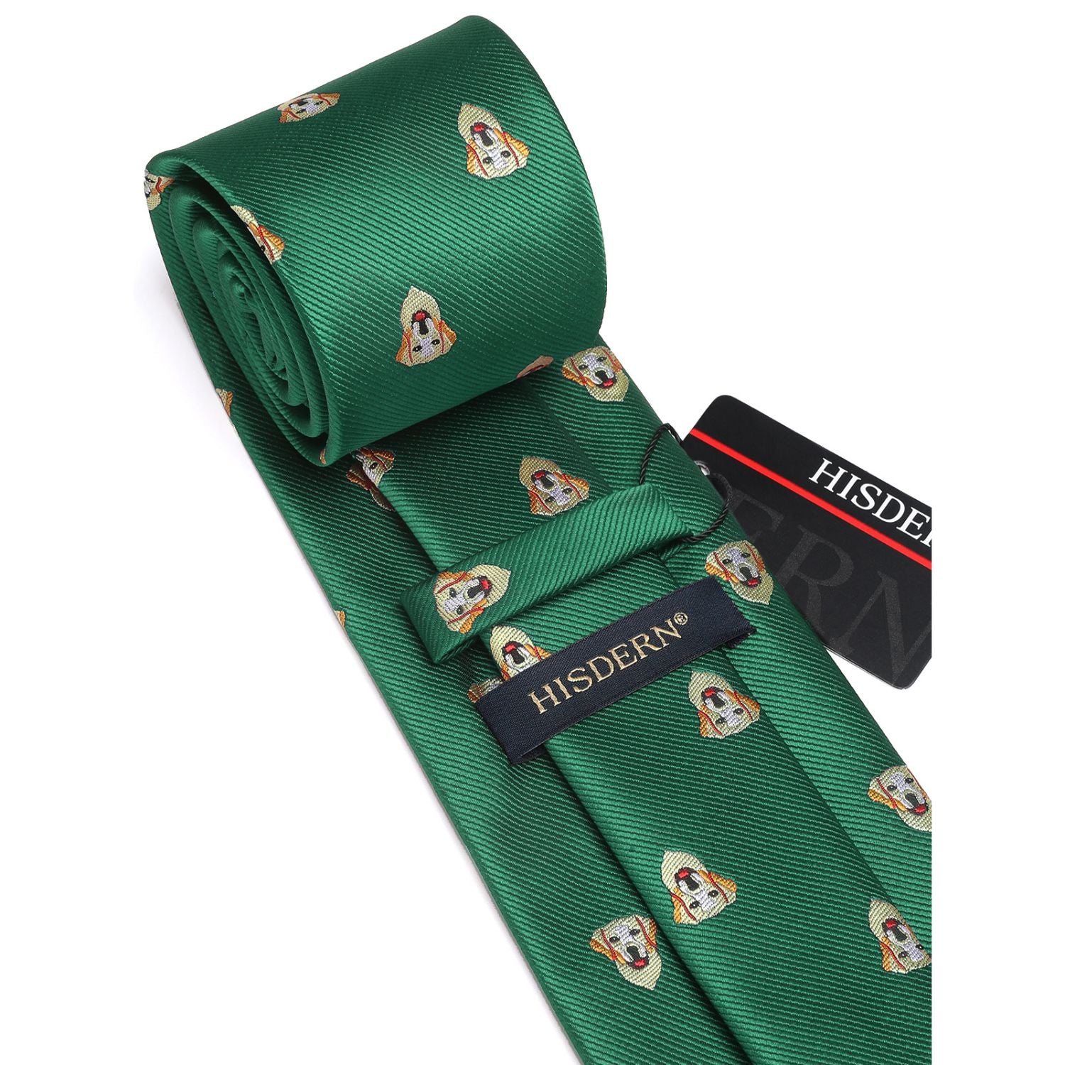 Golden Retriever Tie Handkerchief Set - GREEN-2