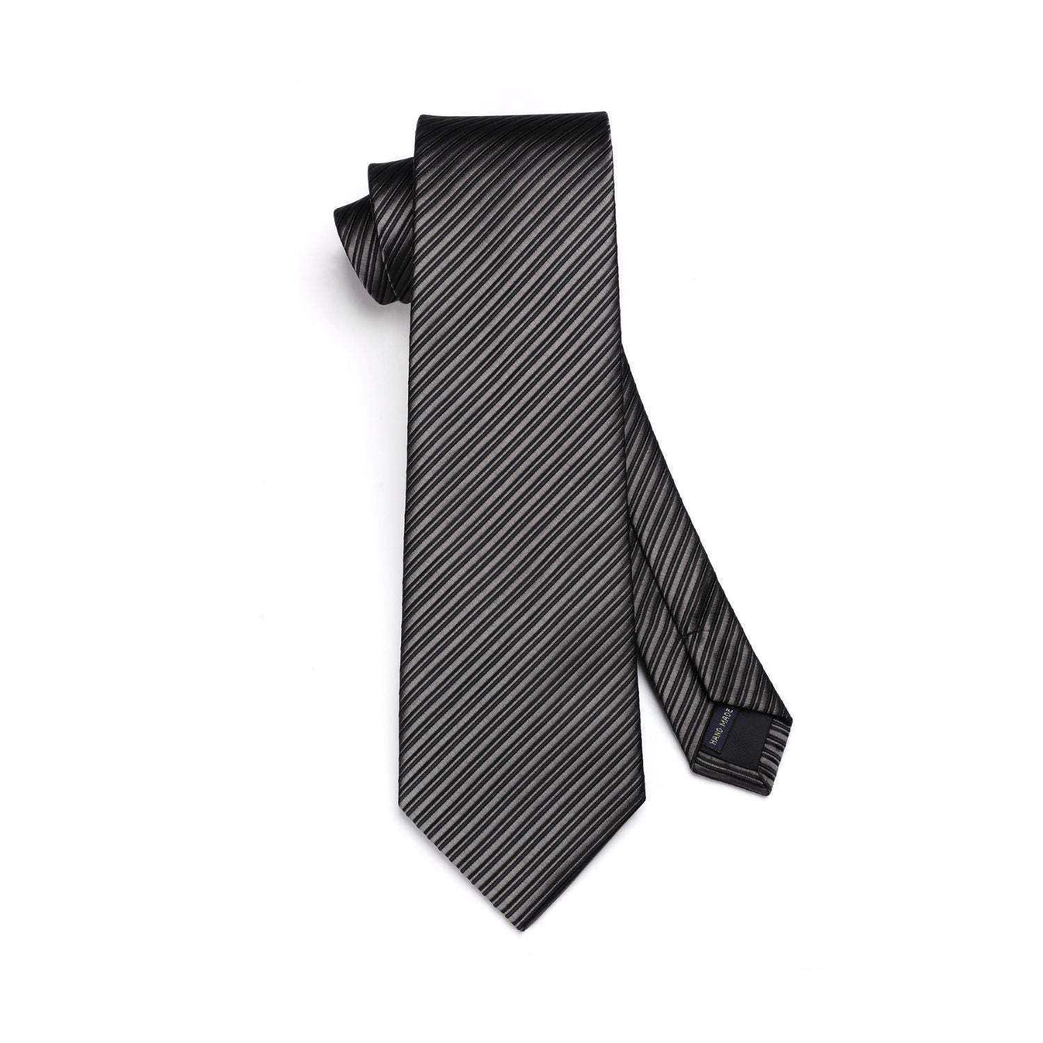 Stripe Tie Handkerchief Cufflinks - 03-BLACK1