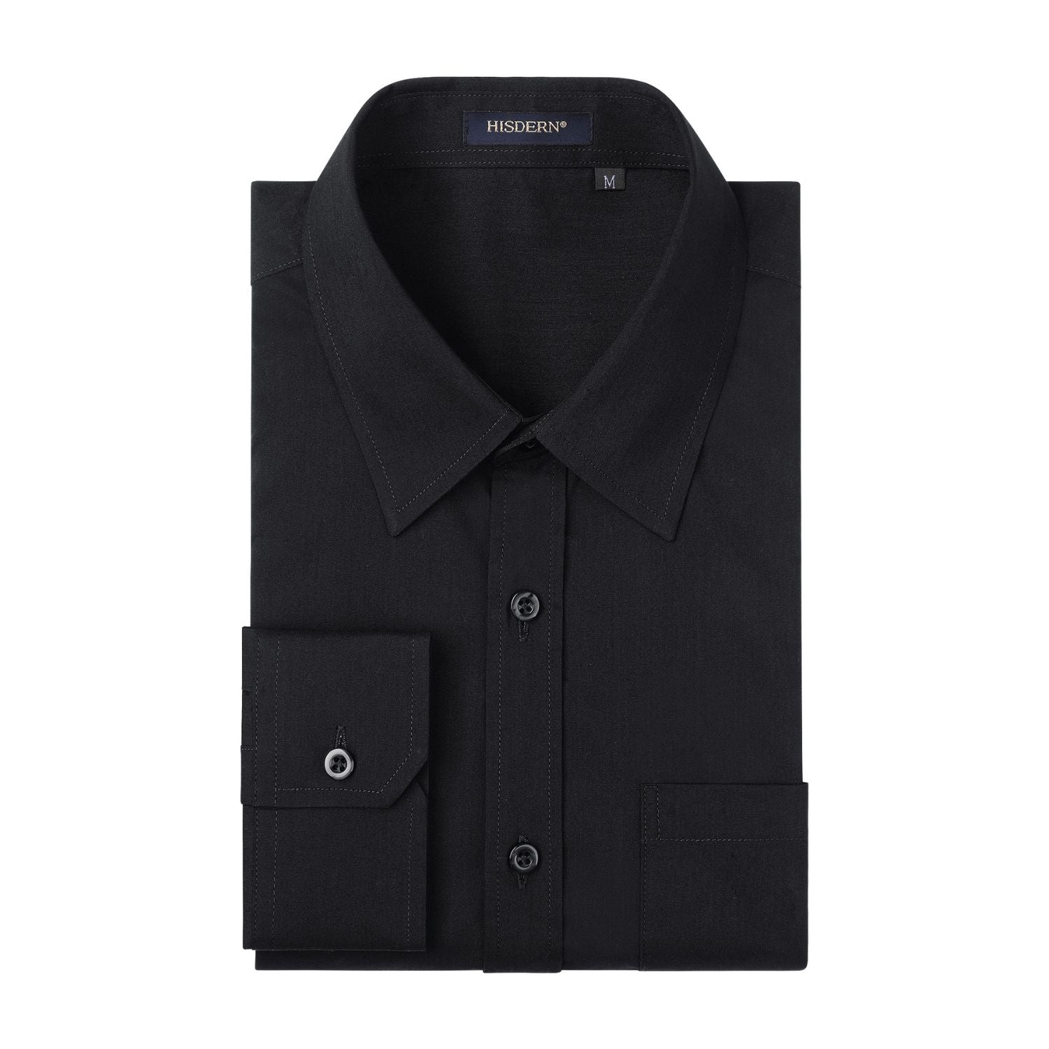 Casual Formal Shirt with Pocket - A-BLACK