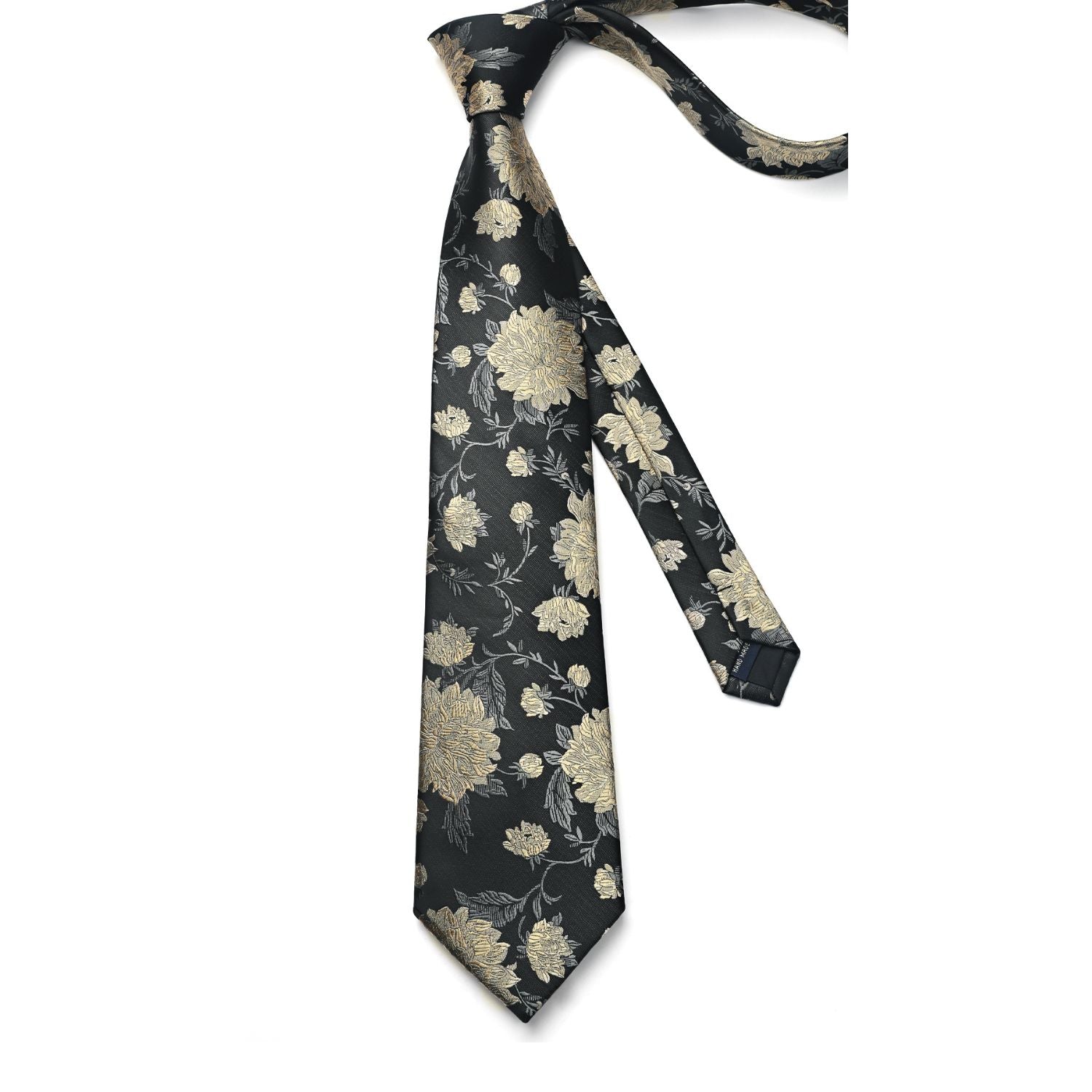 Floral Tie Handkerchief Cufflinks - 1-BLACK FLORAL