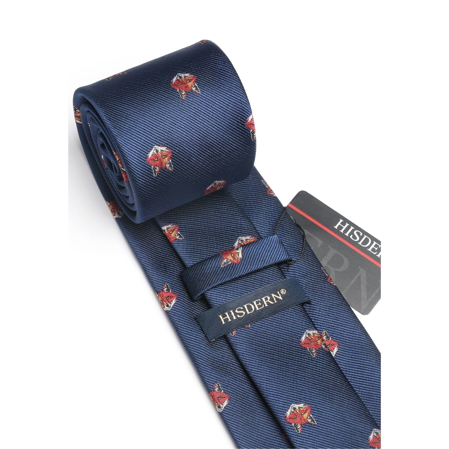 Fox Tie Handkerchief Set - NAVY BLUE