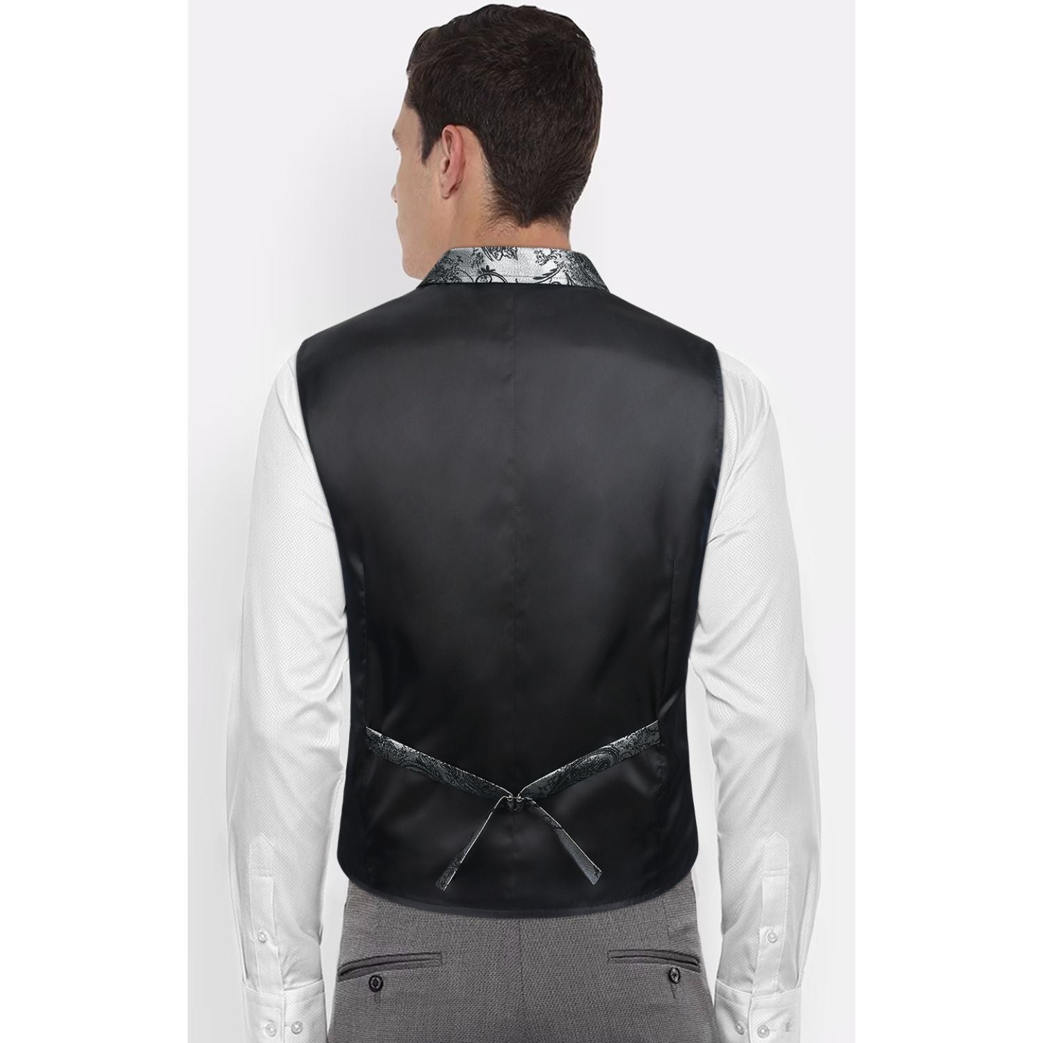 Gothic Lapel Vest for Men - SILVER/BLACK-6