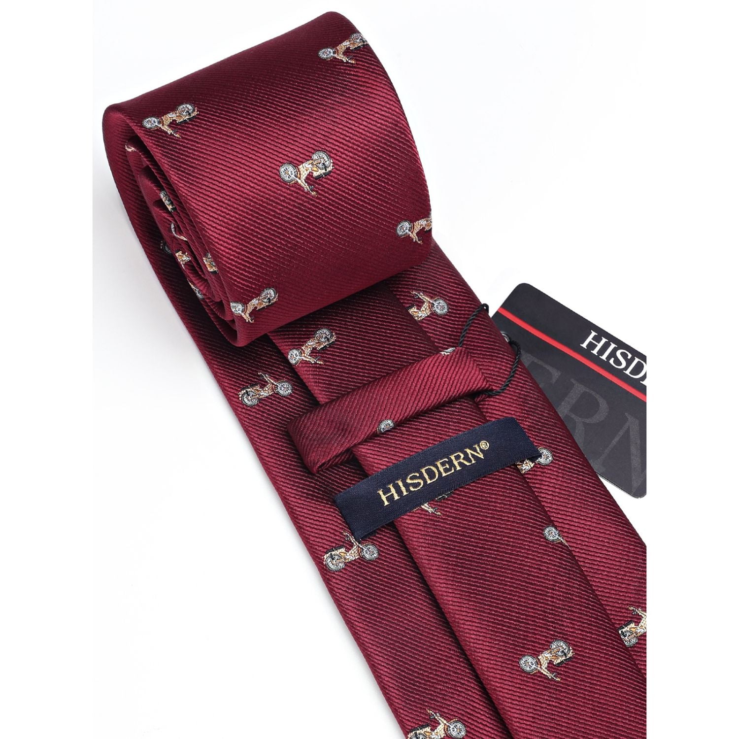Pattern Tie Handkerchief Set - BURGUNDY-3