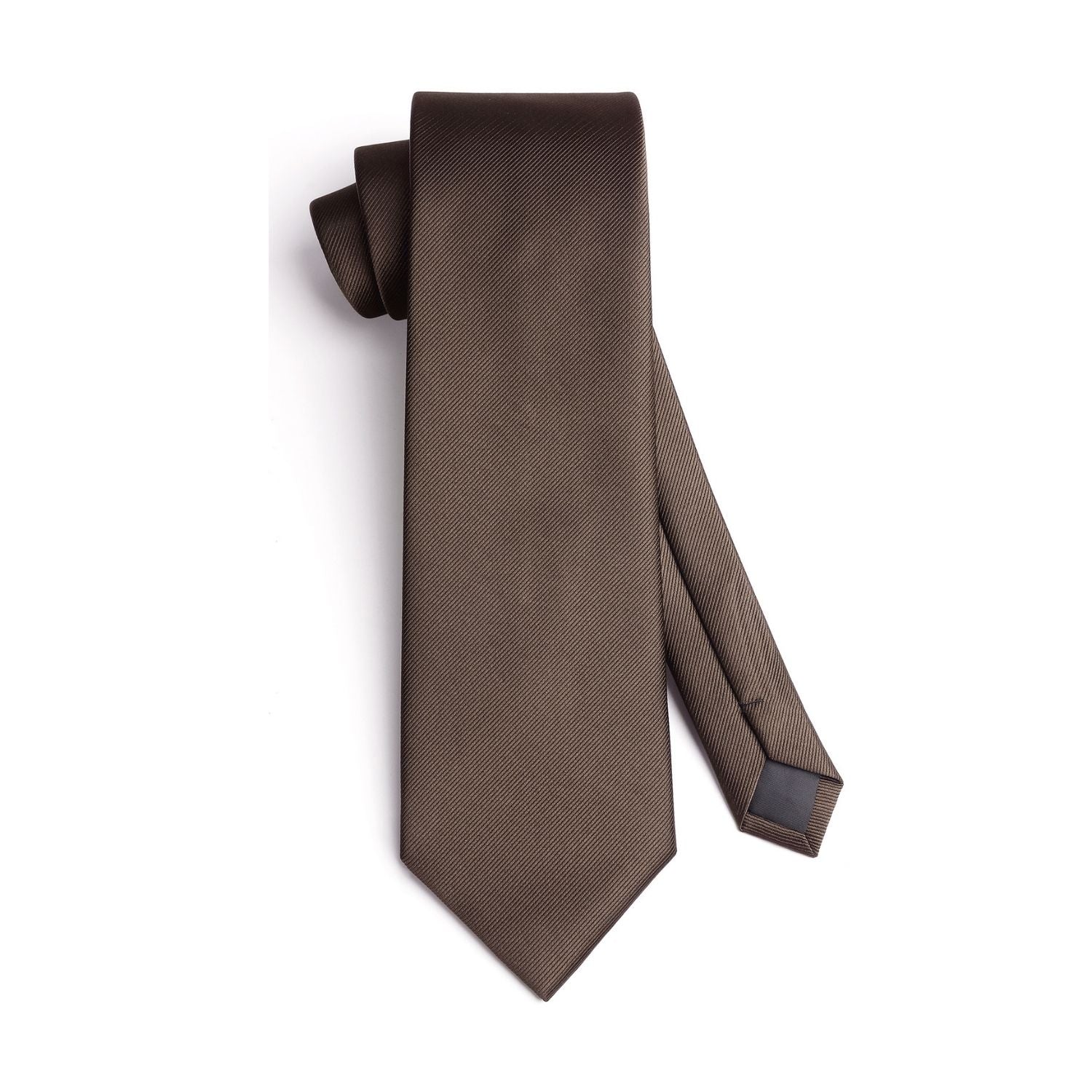 Solid Tie Handkerchief Cufflinks - BROWN