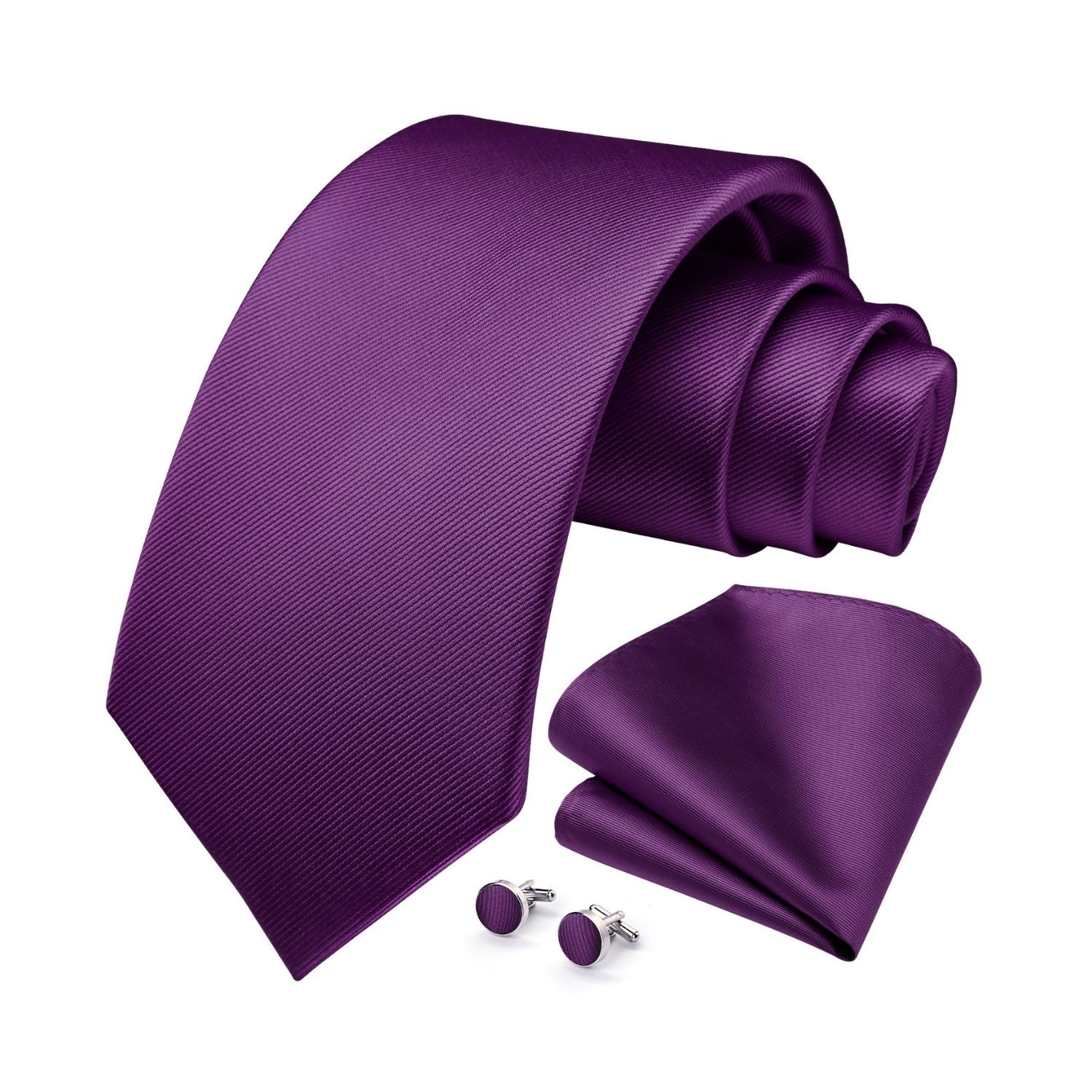 Solid Tie Handkerchief Cufflinks - PURPLE