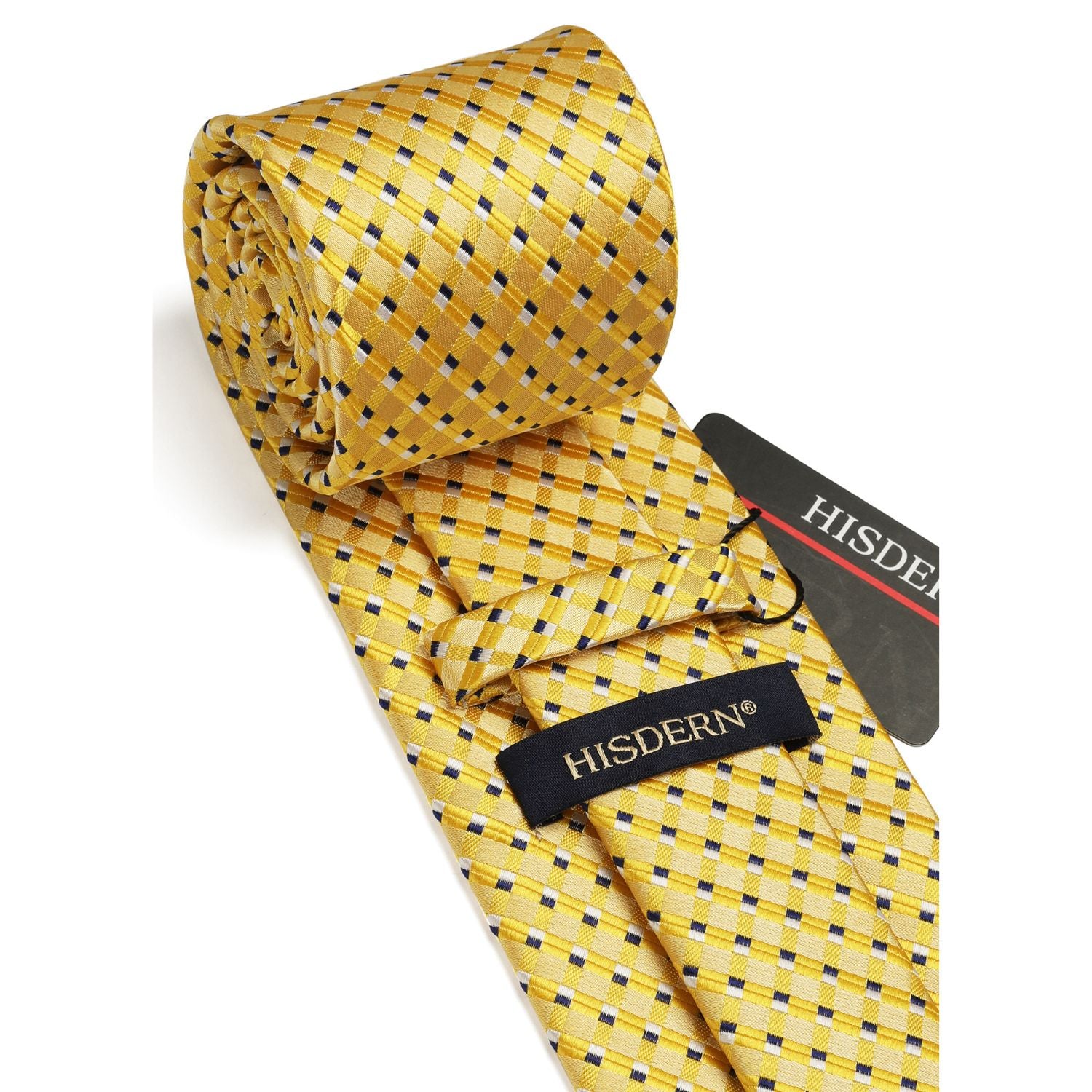 Plaid Tie Handkerchief Set - YELLOW