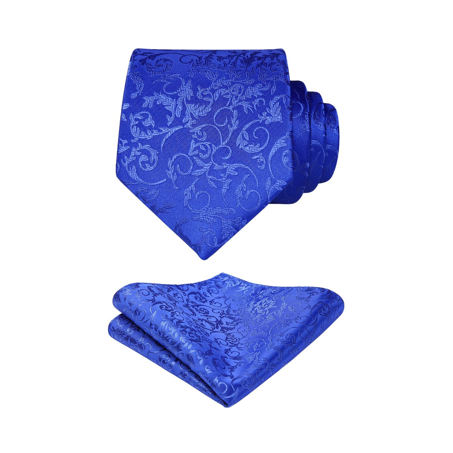 Floral Tie Handkerchief Set - 02A-BLUE1