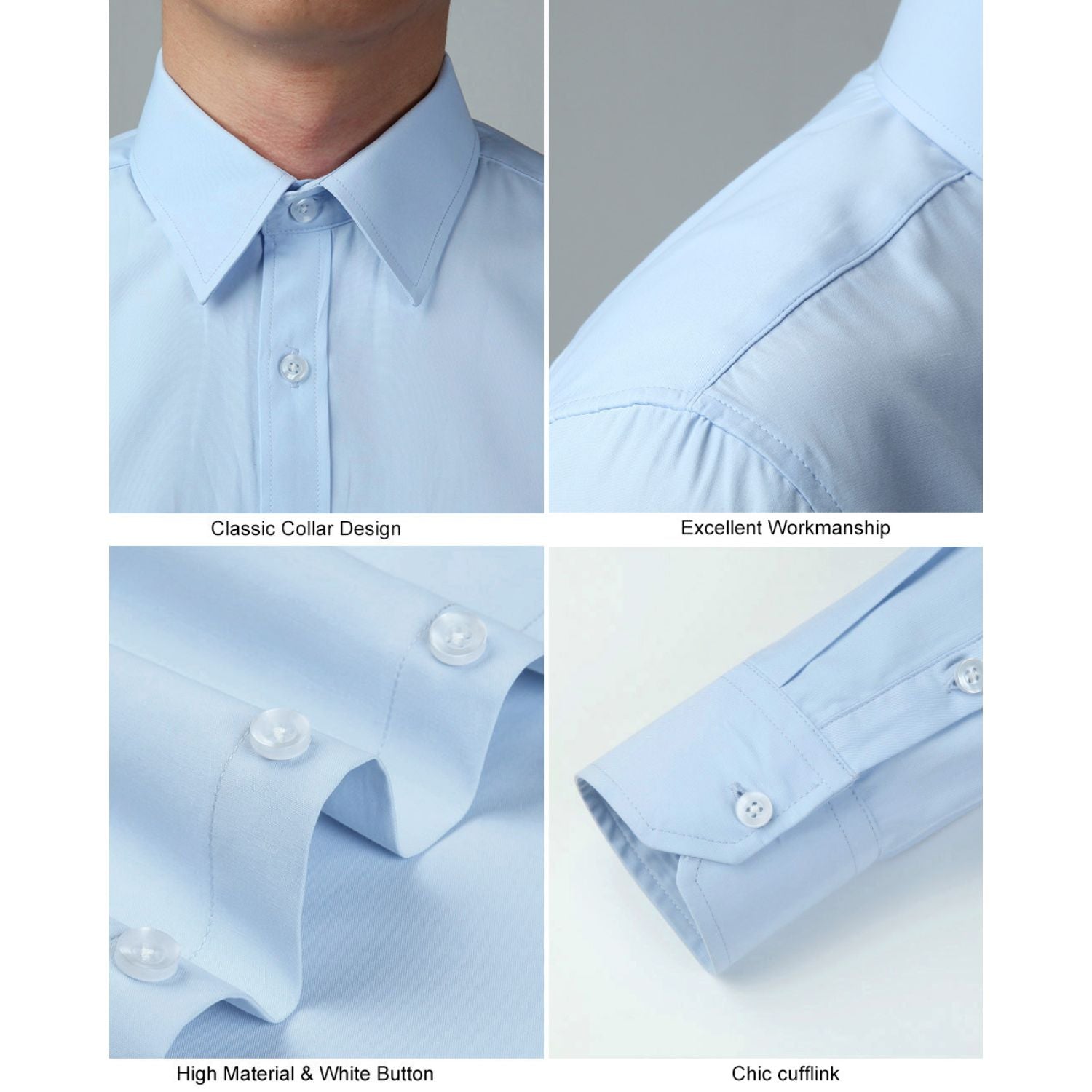 Casual Formal Shirt with Pocket - LIGHT BLUE