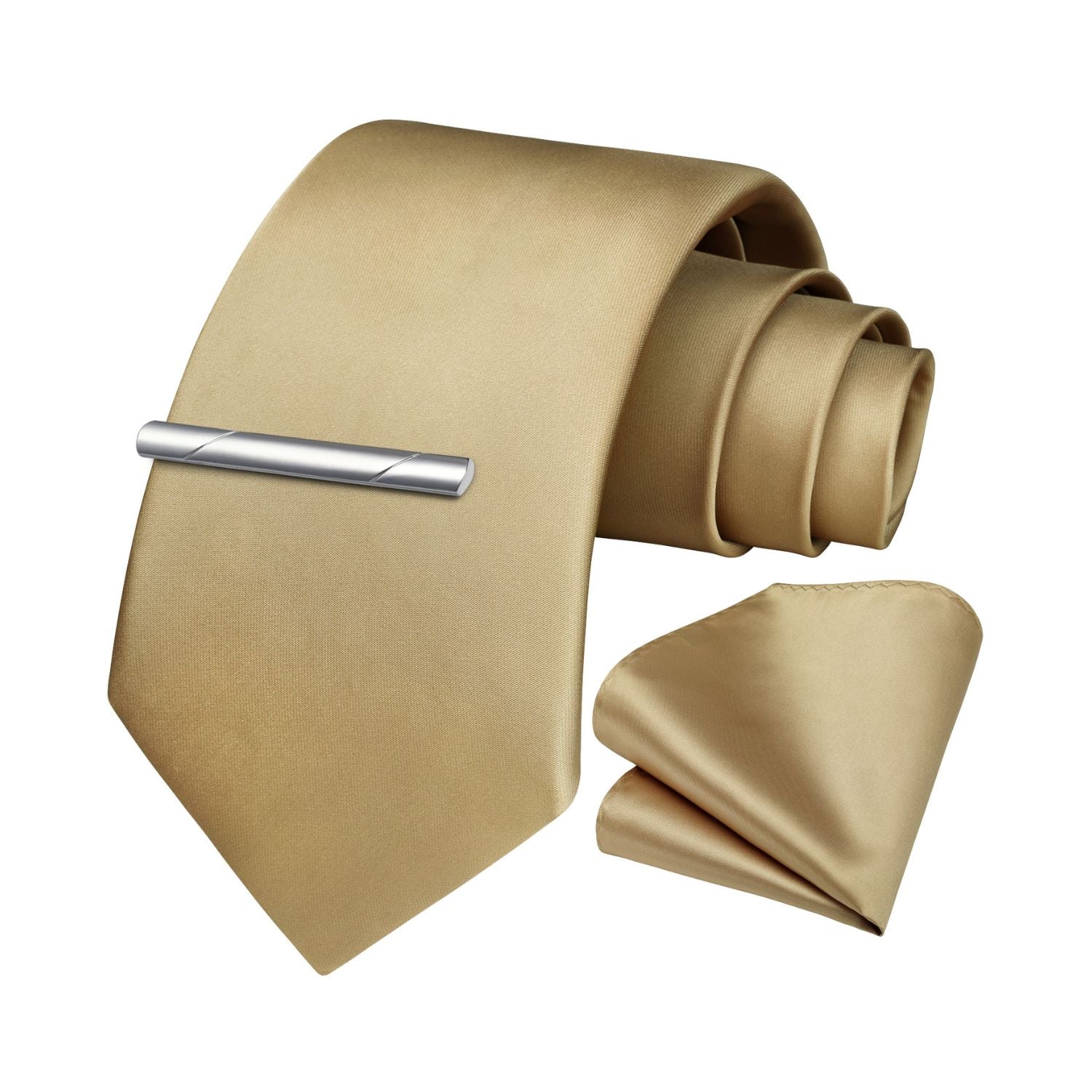 Solid Tie Handkerchief Clip - BEIGE