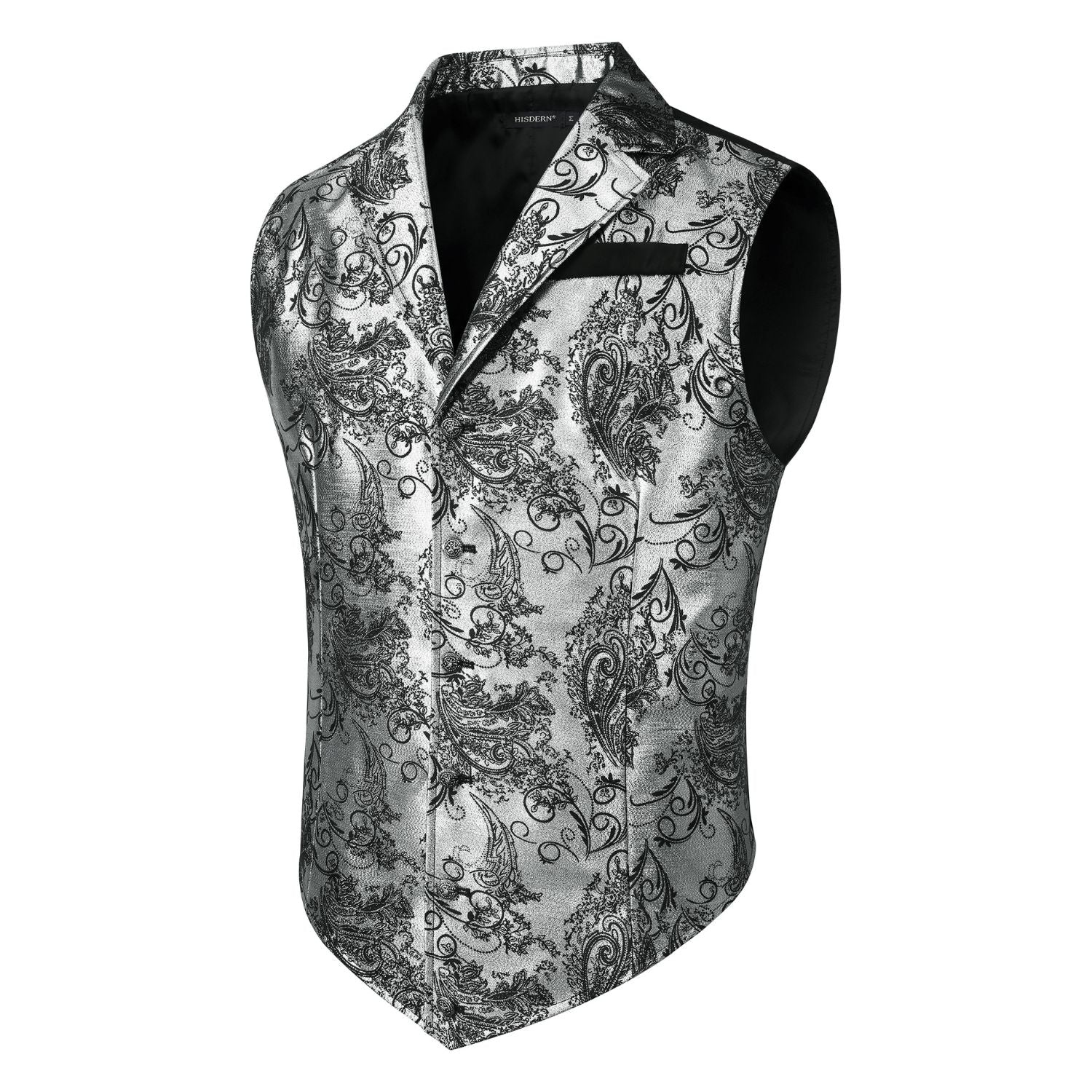 Gothic Lapel Vest for Men - SILVER/BLACK-6