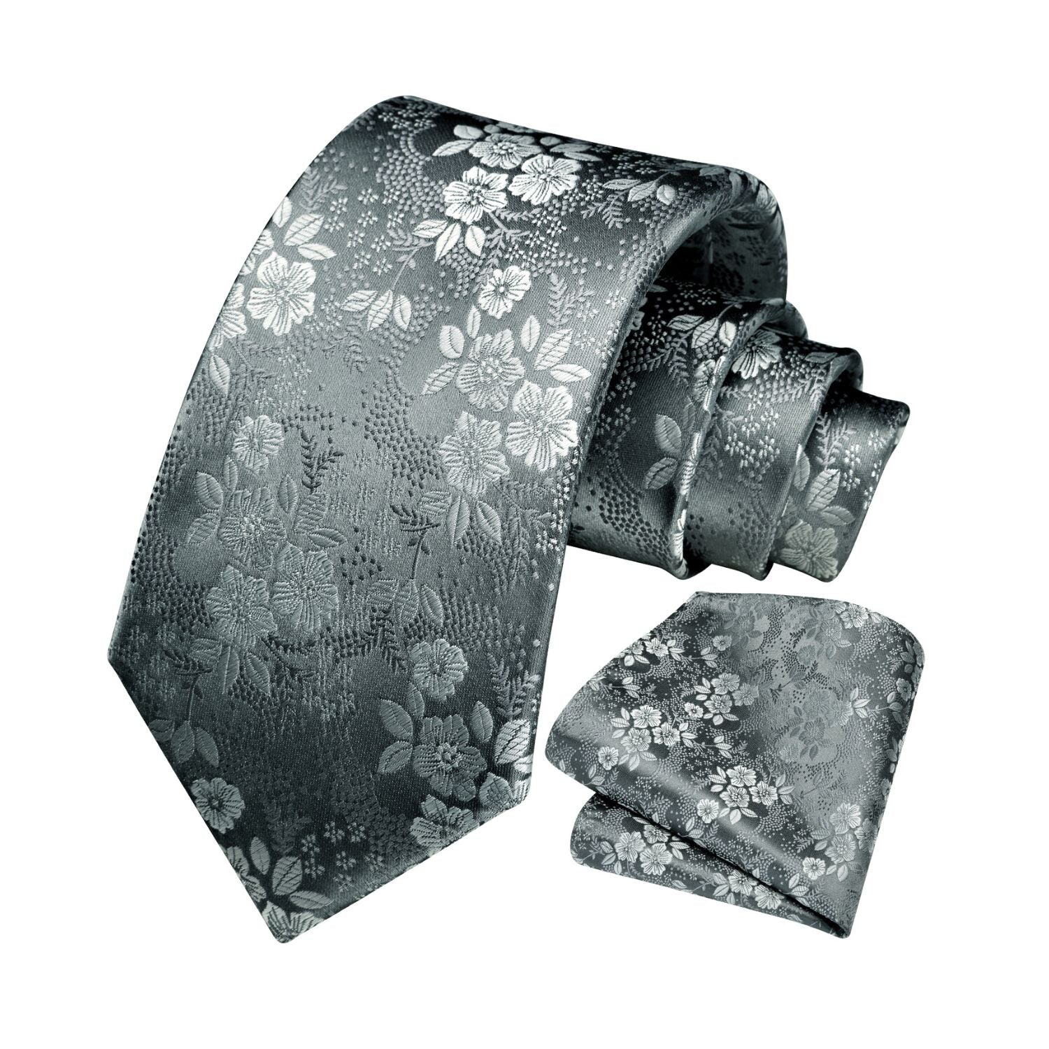 Floral Tie Handkerchief Set - X-BLACK/WHITE