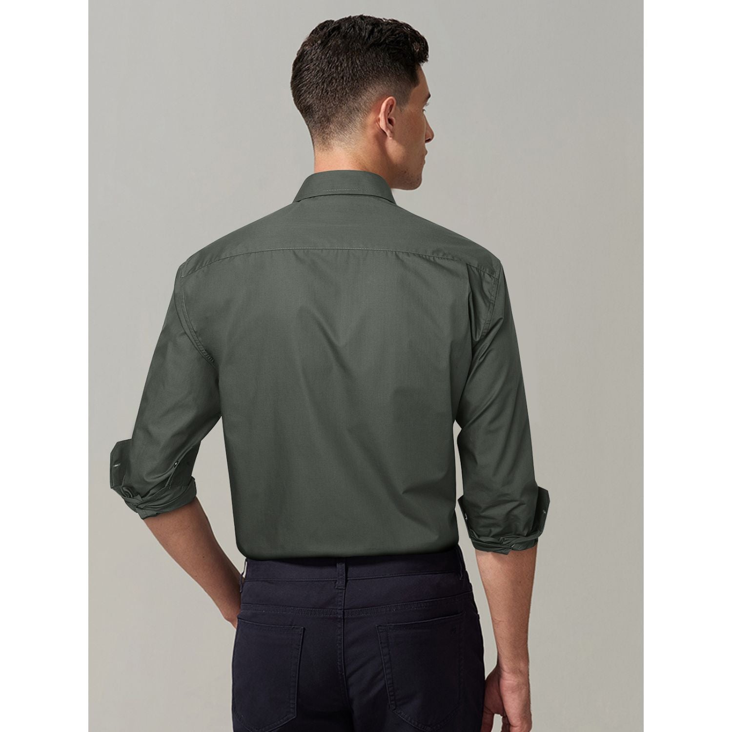 Casual Formal Shirt with Pocket - GREY