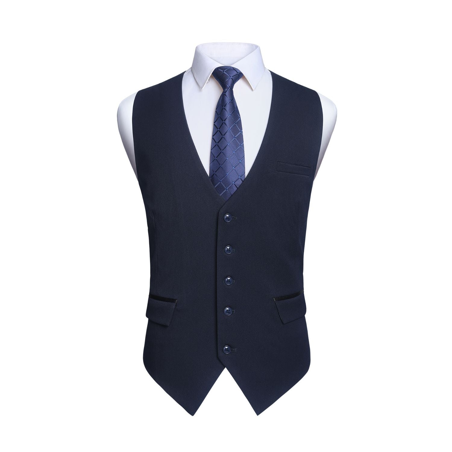 Solid Slim Vest - B1-NAVY BLUE