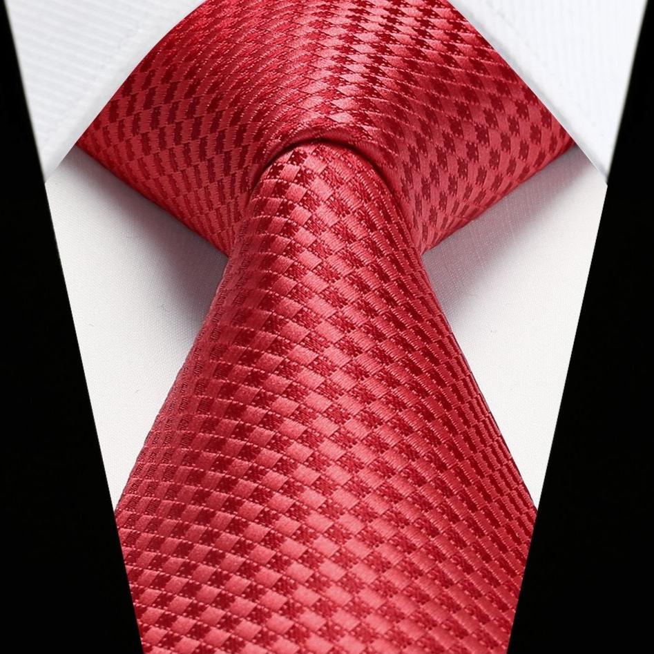 Houndstooth Tie Handkerchief Set - 065-RED