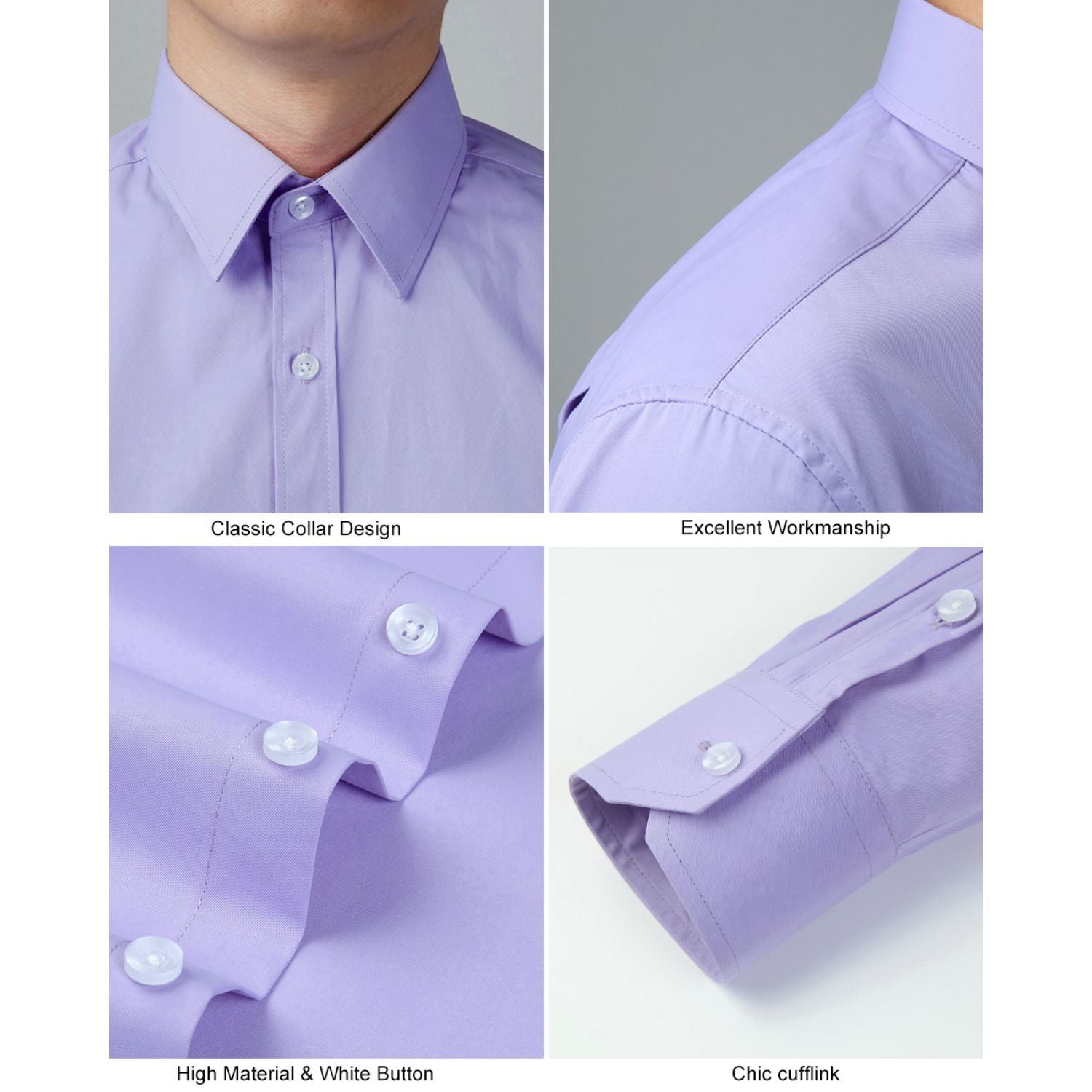 Casual Formal Shirt with Pocket - LIGHT PURPLE