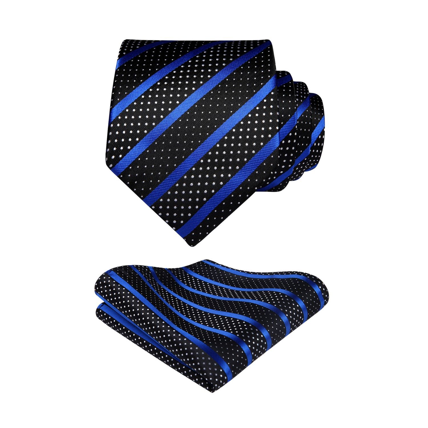 Stripe Tie Handkerchief Set - C-BLUE