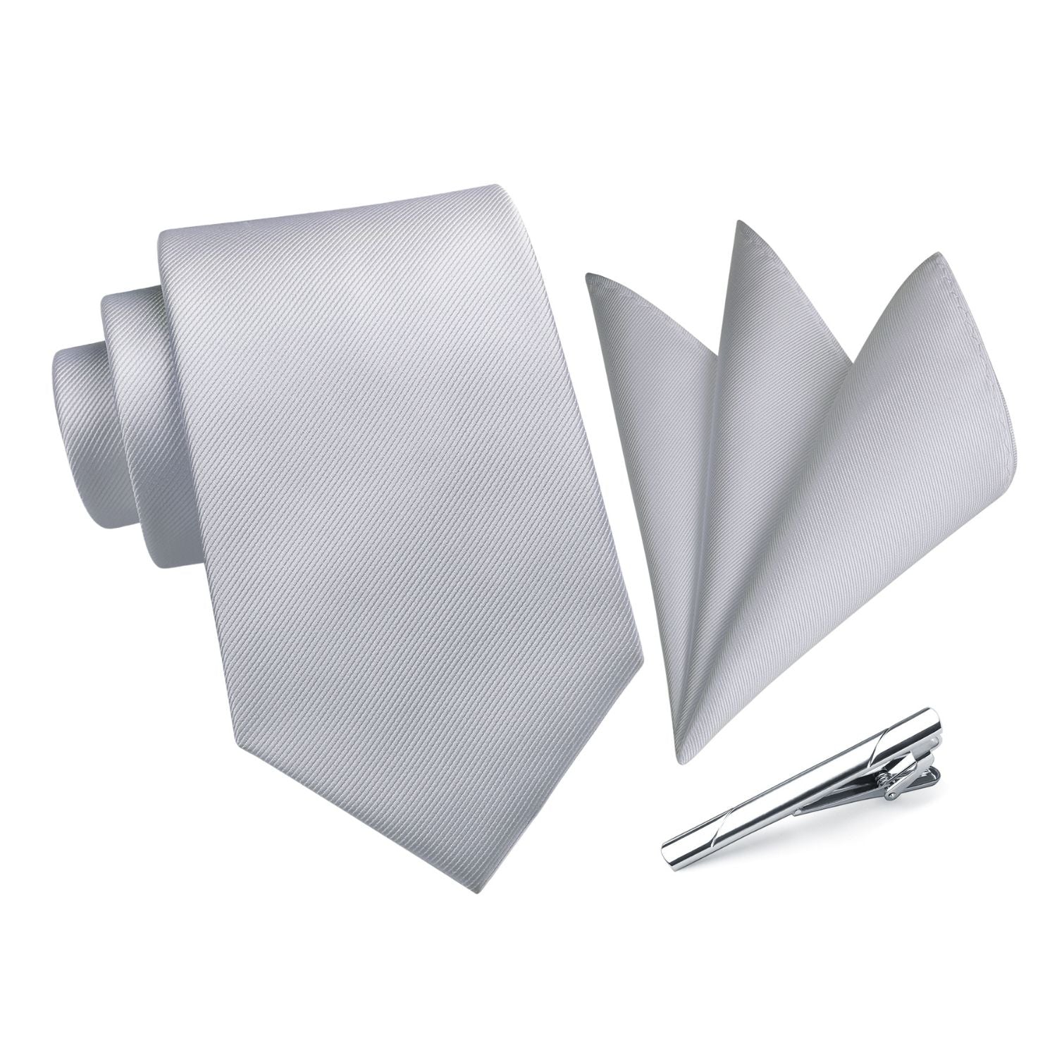 Solid Tie Handkerchief Clip - L- LIGHT GRAY