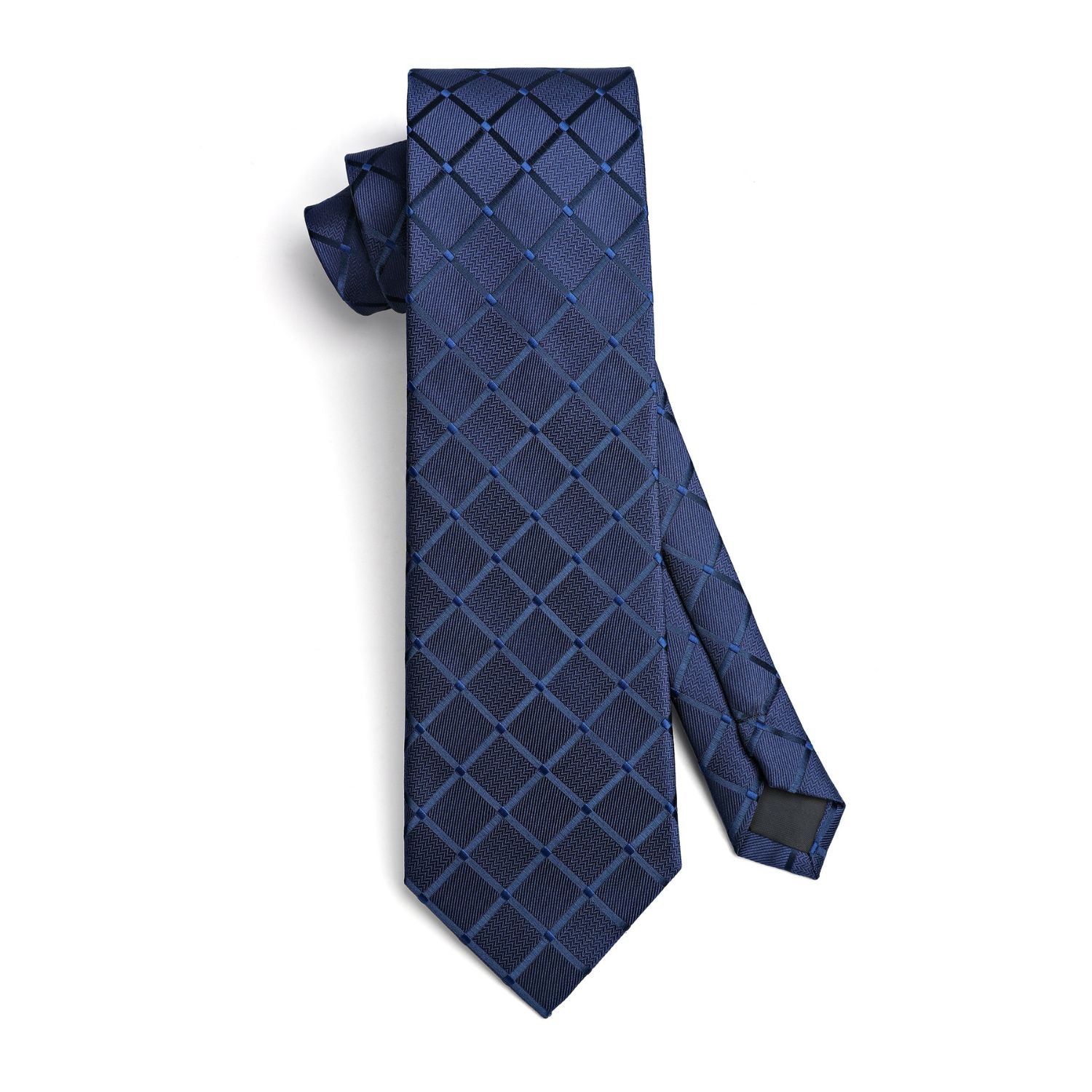 Plaid Tie Handkerchief Set - 01-NAVY BLUE