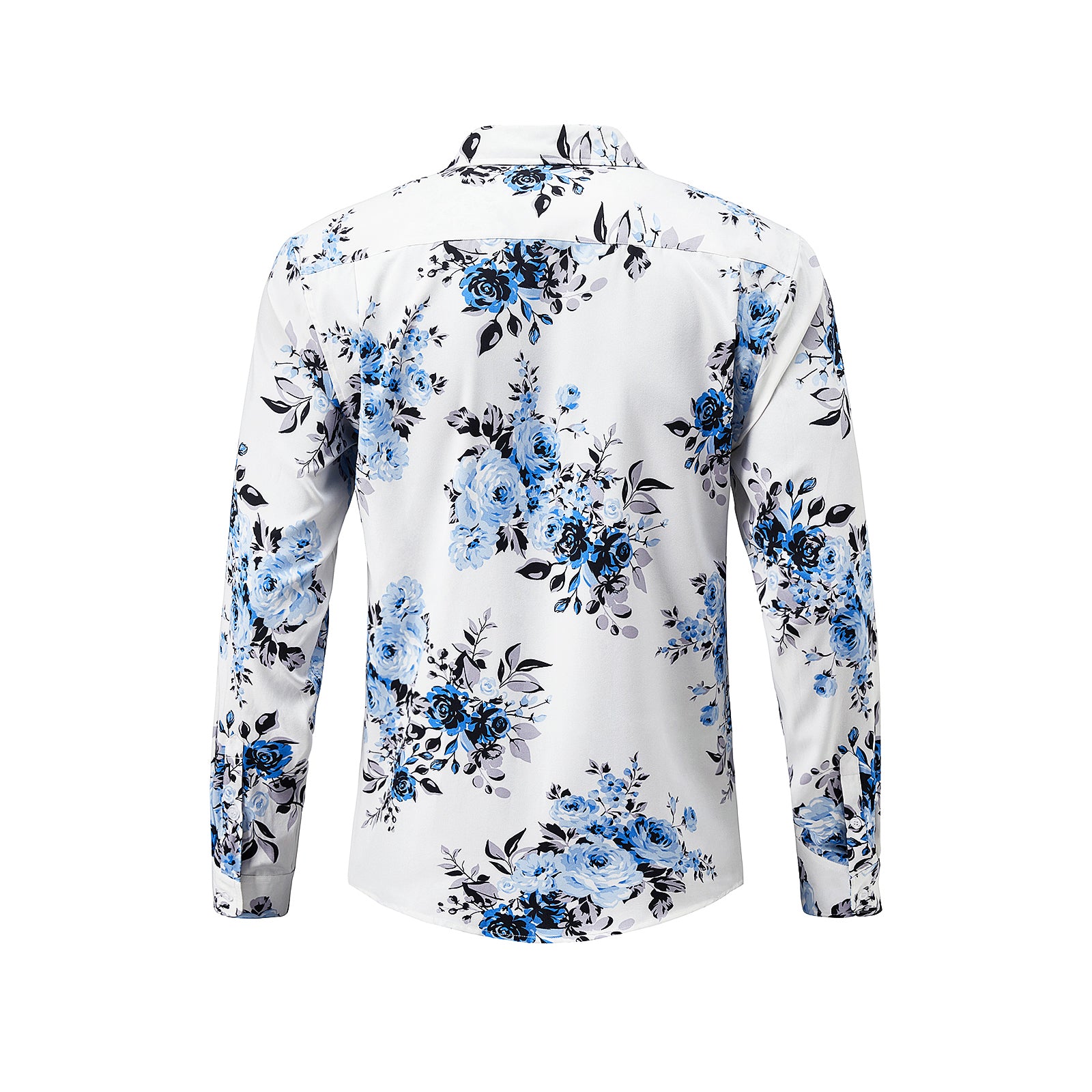 Casual Floral Fancy Shirt - Y-WHITE/BLUE