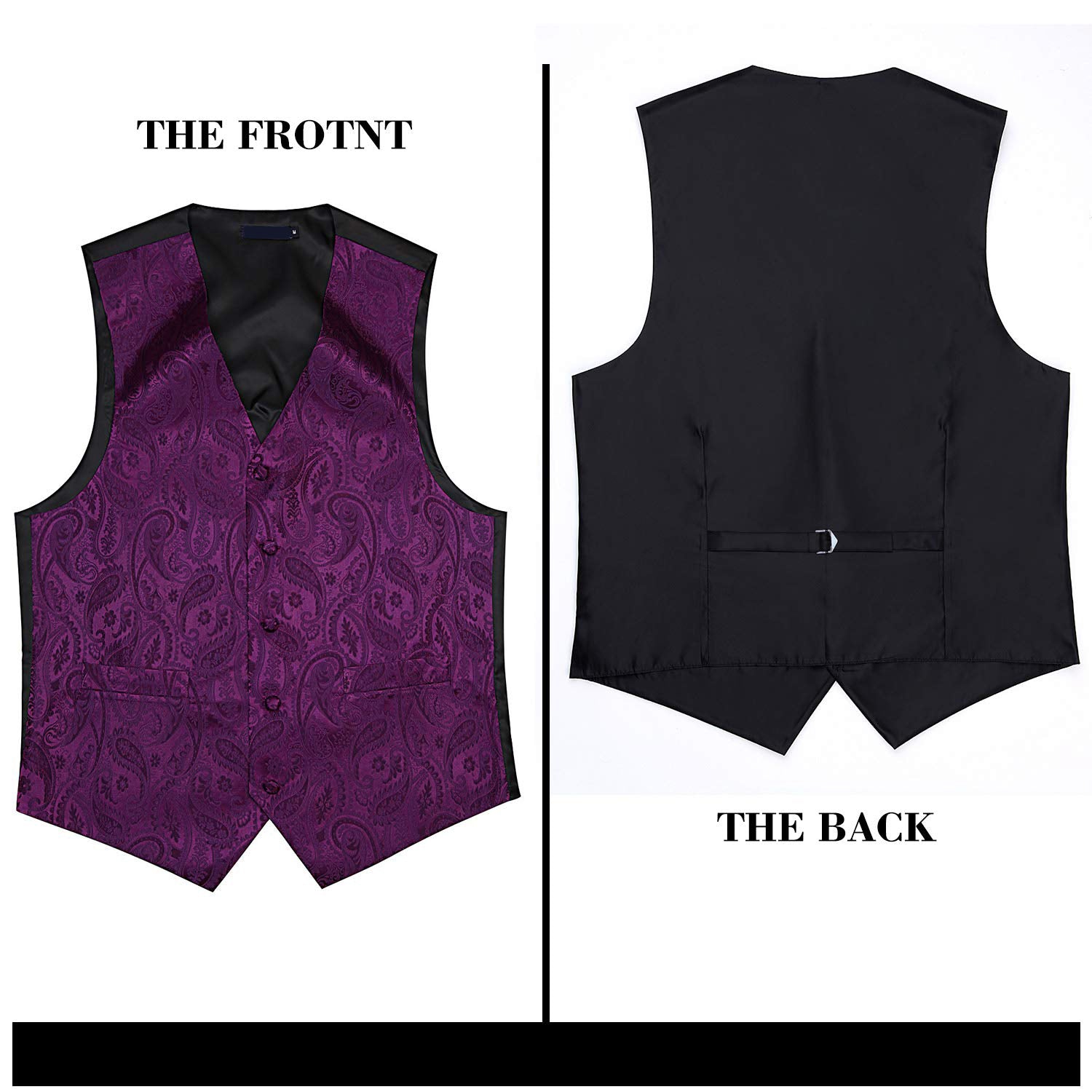 Paisley Vest Tie Handkerchief Set - PURPLE