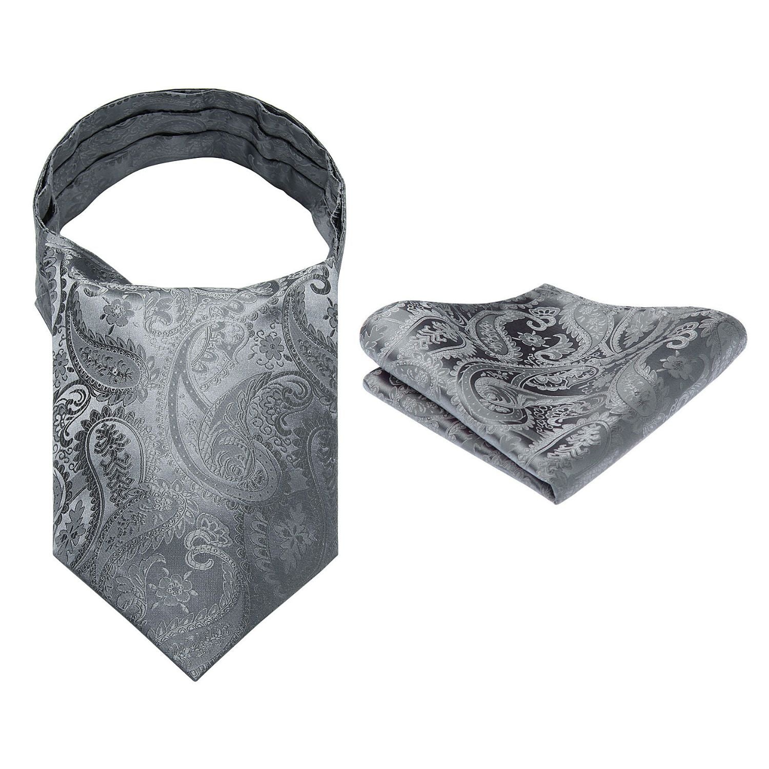 Paisley Ascot Handkerchief Set - A-GRAY