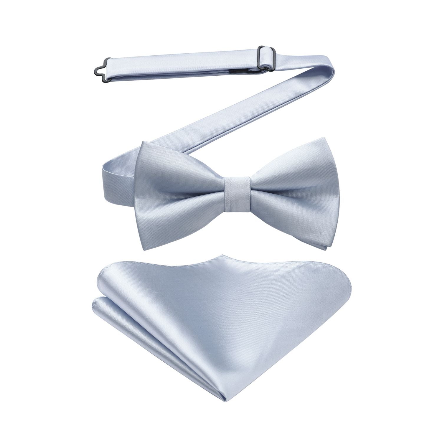 Solid Pre-Tied Bow Tie & Pocket Square - GREY