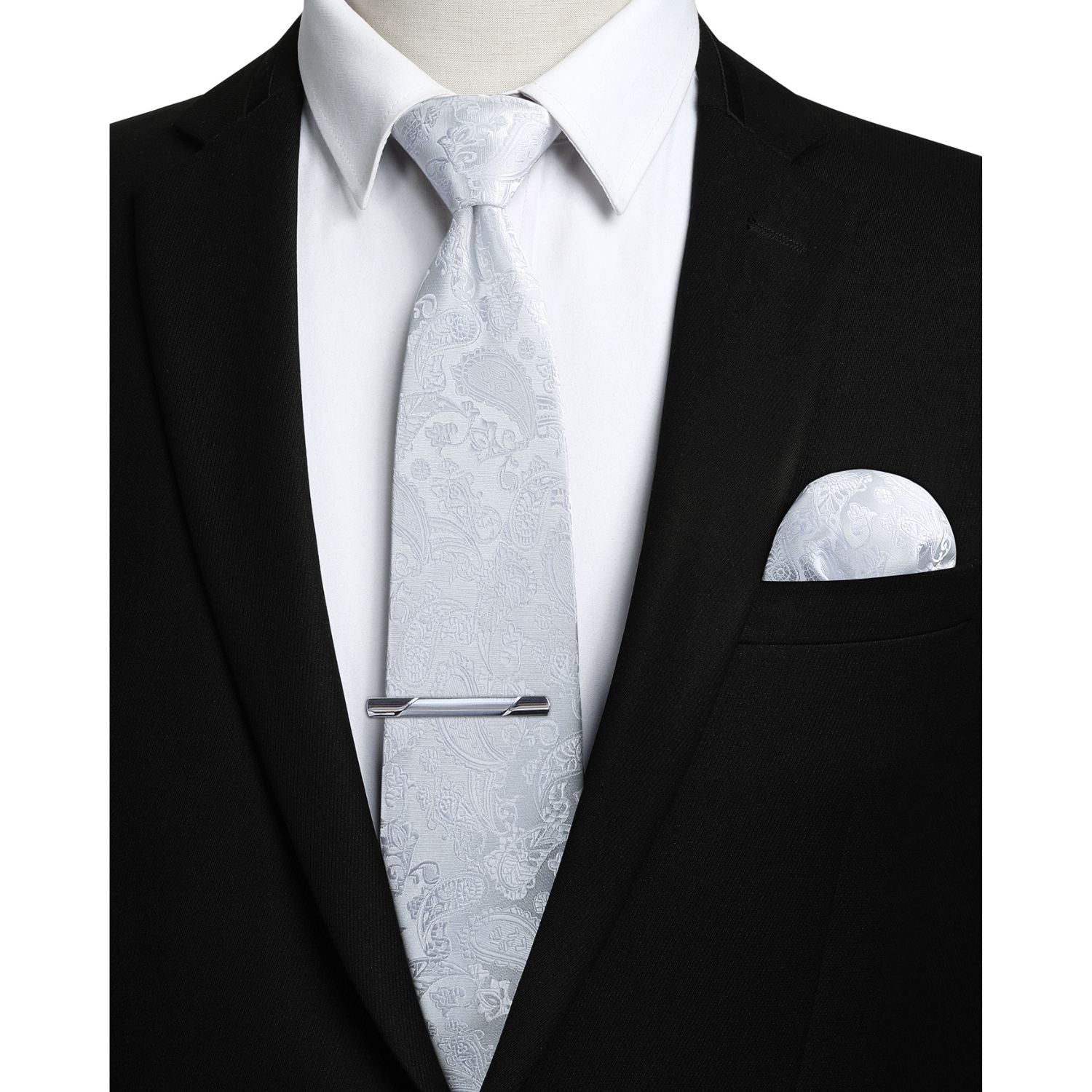 Paisley Tie Handkerchief Clip - 03 WHITE