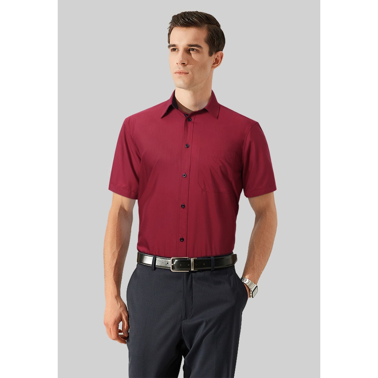 Men's Short Sleeve with Pocket - B1-RED