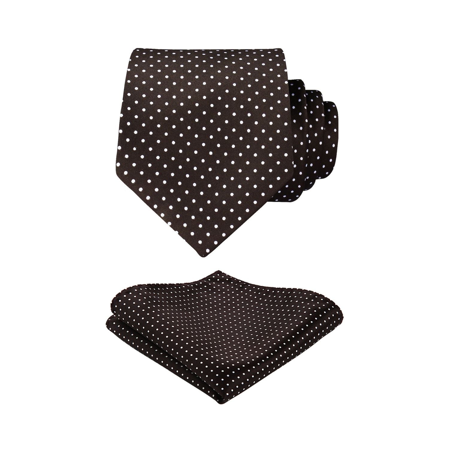 Polka Dot Tie Handkerchief Set - A-BROWN/WHITE
