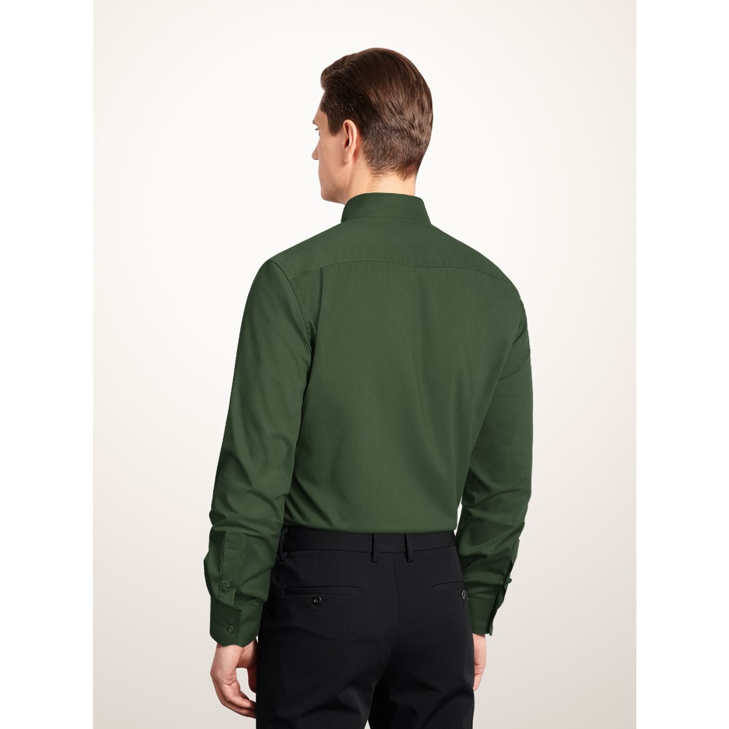 Casual Formal Shirt with Pocket - ARMY GREEN