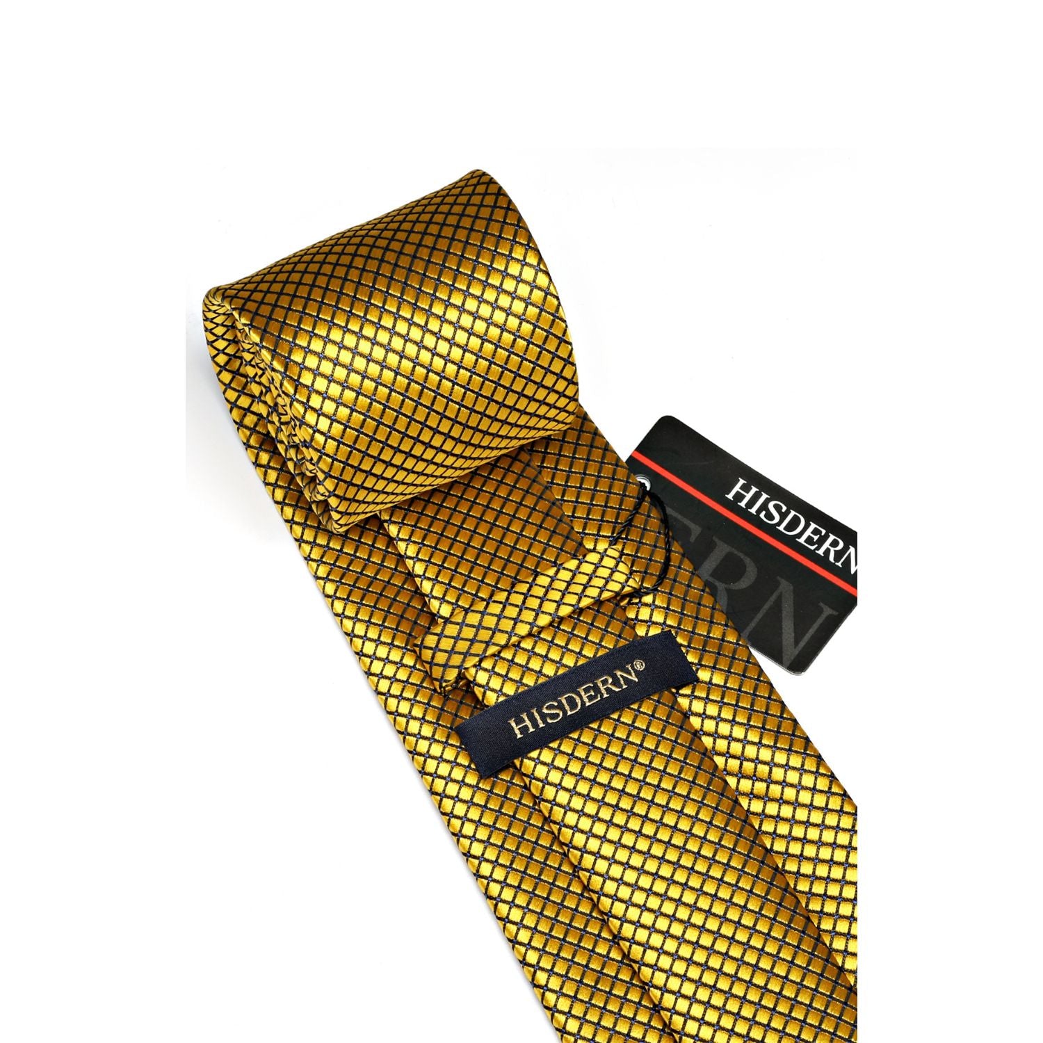 Plaid Tie Handkerchief Cufflinks Clip - GOLD2