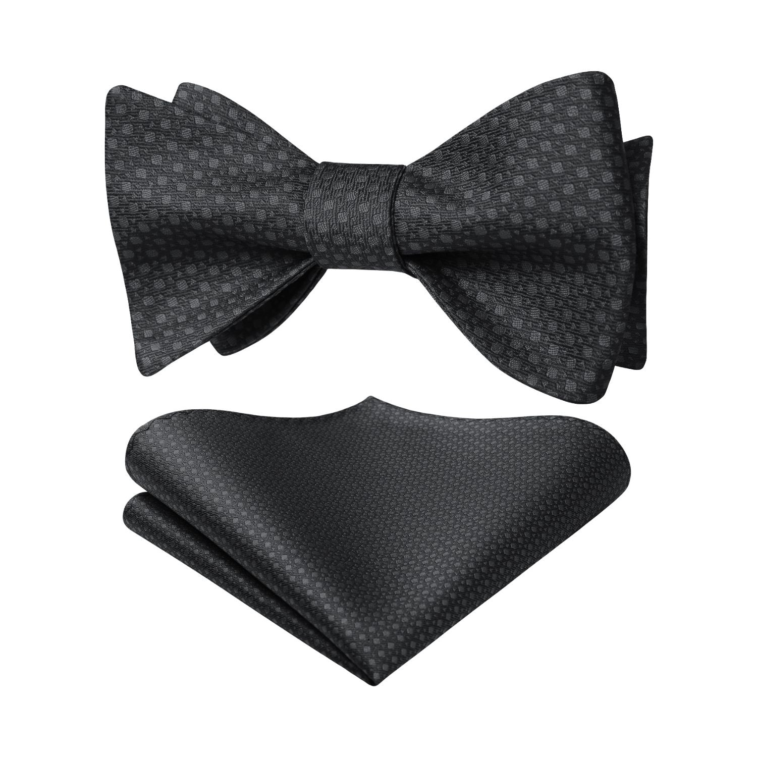 Houndstooth Bow Tie & Pocket Square - BLACK