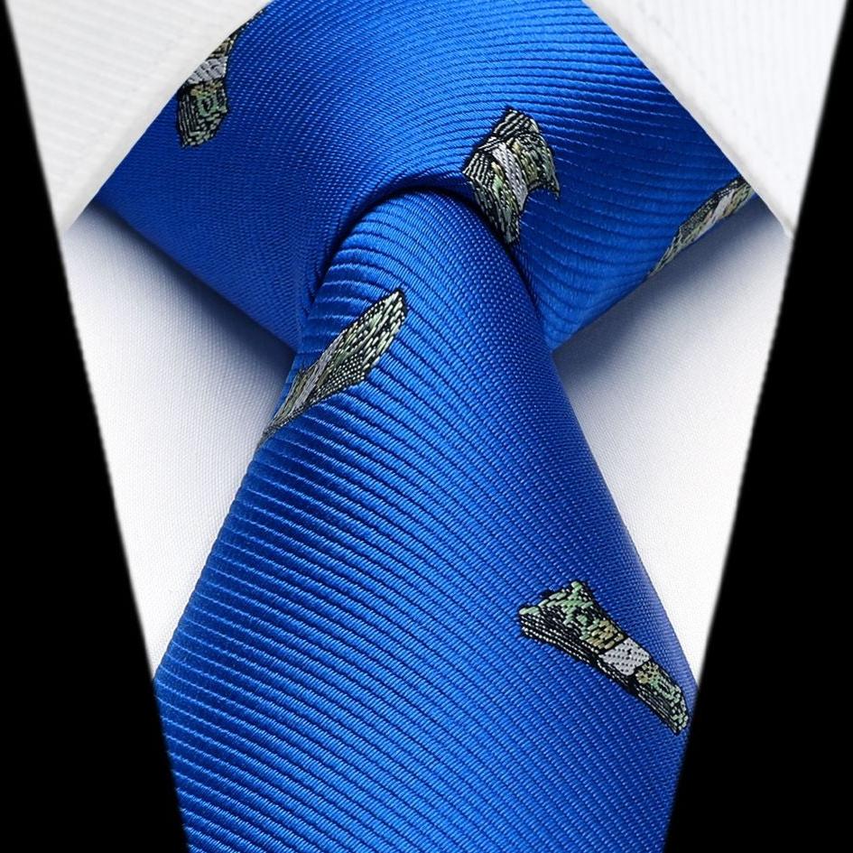 Pattern Tie Handkerchief Set - BLUE