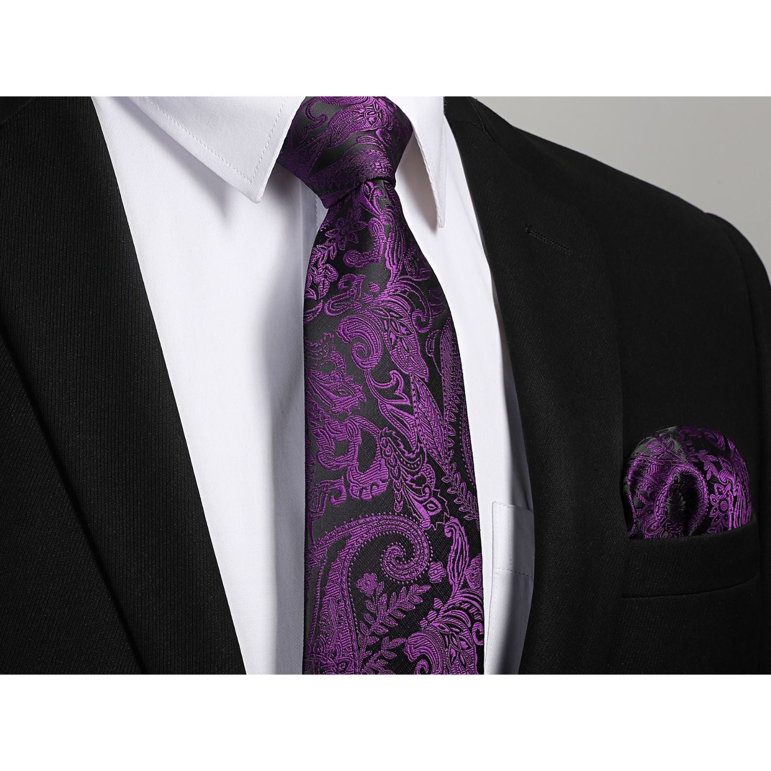 Paisley Tie Handkerchief Cufflinks - A-PURPLE