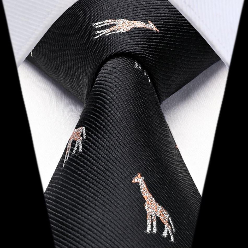 Giraffe Tie Handkerchief Set - BLACK