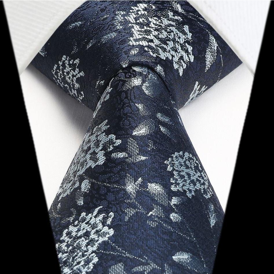 Floral Tie Handkerchief Set - 27 NAVY BLUE