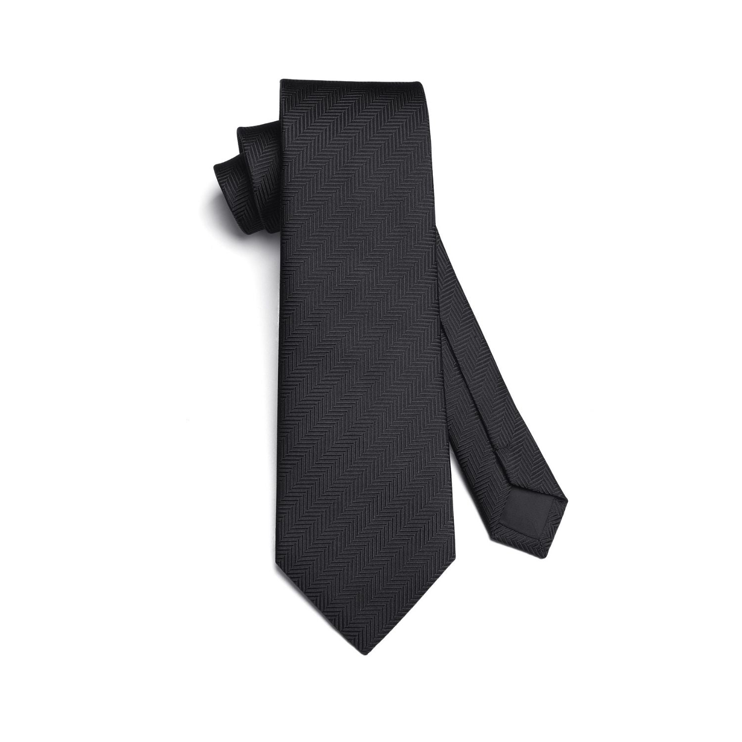 Stripe Tie Handkerchief Cufflinks - BLACK