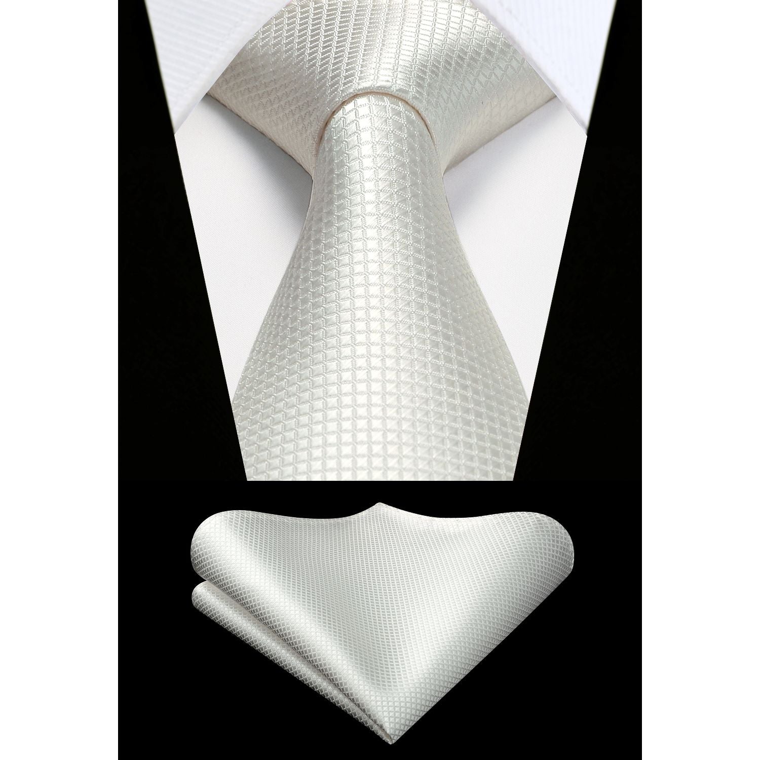 Plaid Tie Handkerchief Set - BEIGE-2