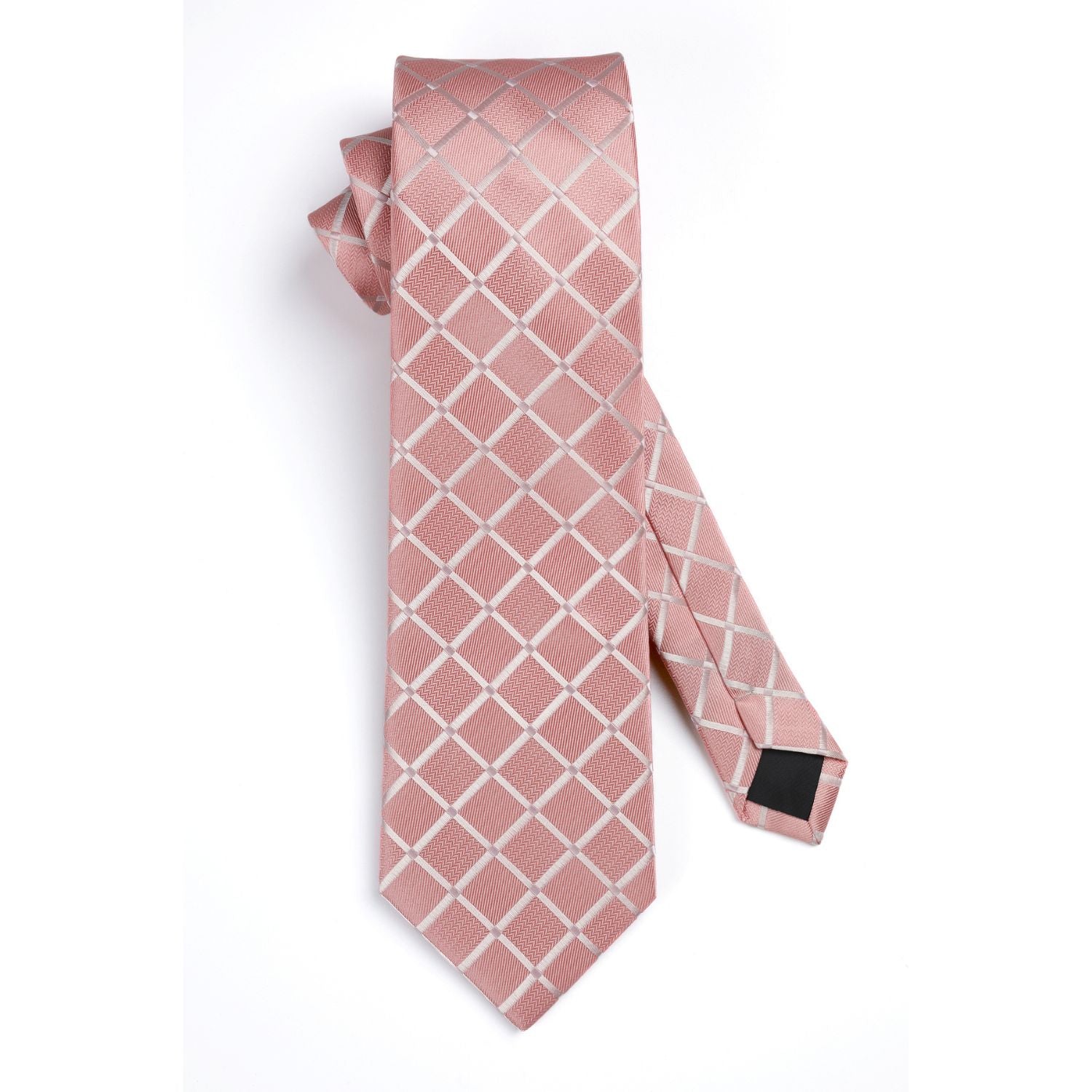 Plaid Tie Handkerchief Set - A7-PINK