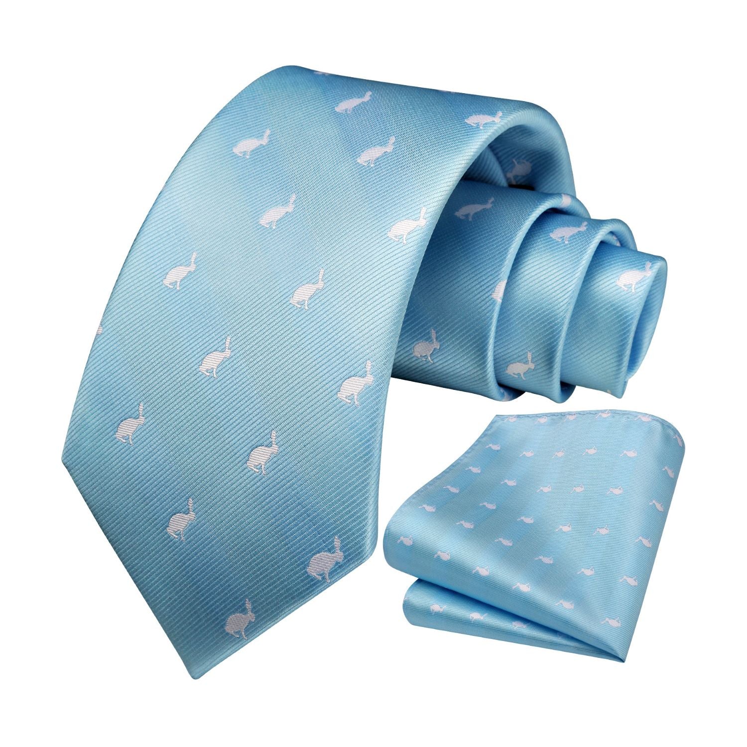 Rabbit Tie Handkerchief Set - LIGHT BLUE-1