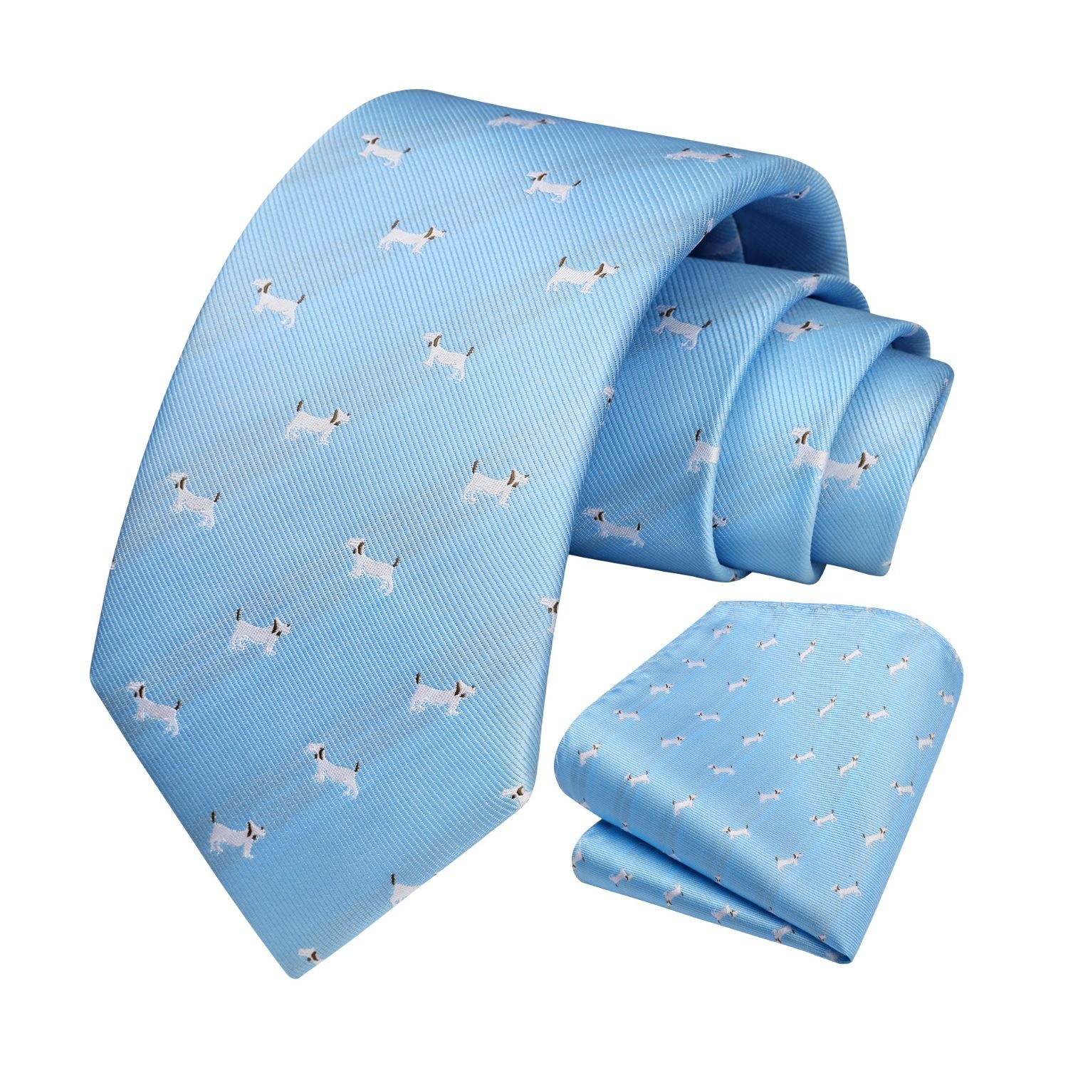 Bulldog Tie Handkerchief Set - BABY BLUE
