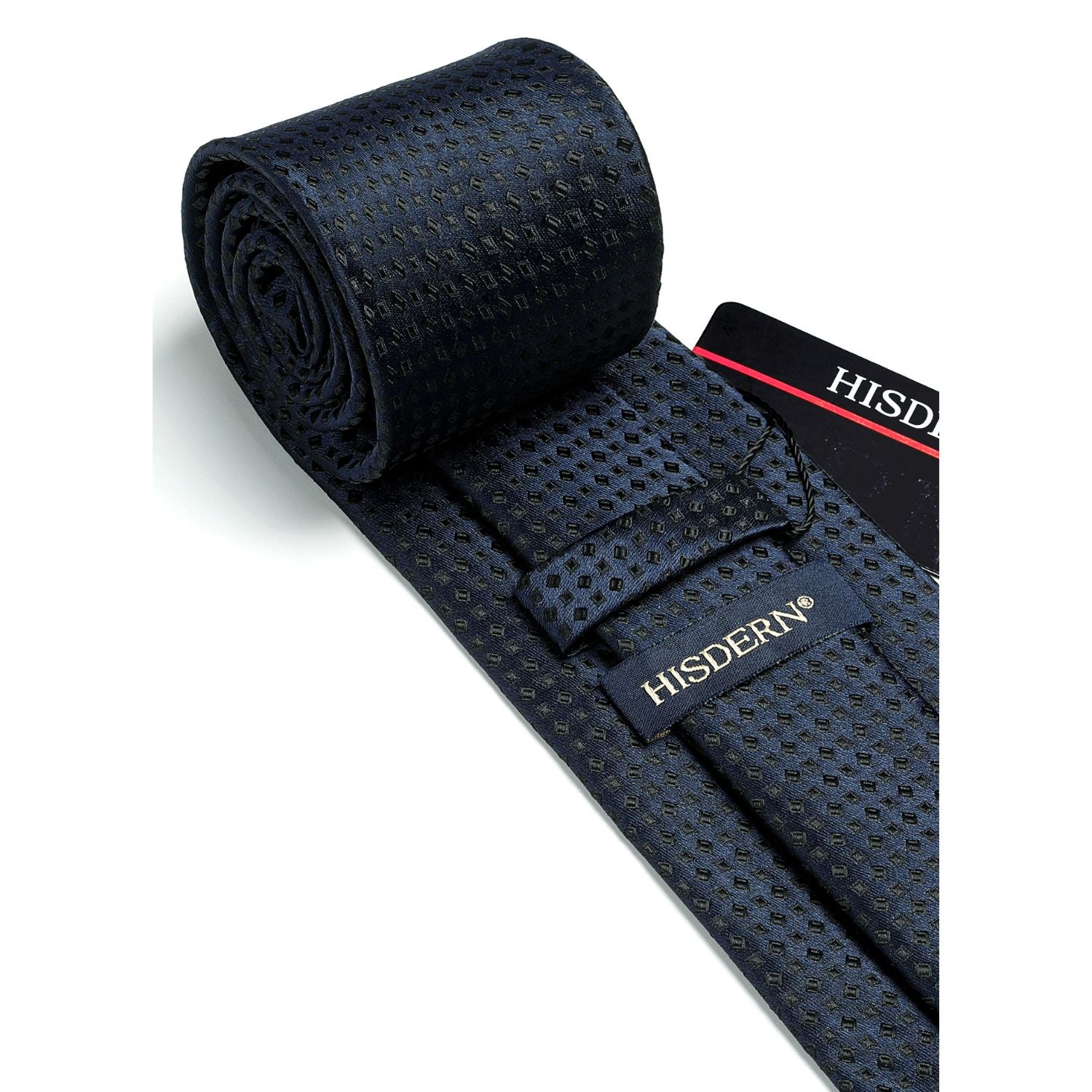 Houndstooth Tie Handkerchief Set - NAVY BLUE