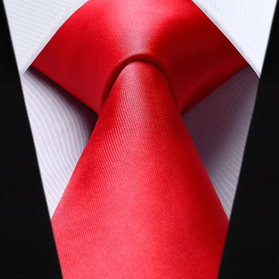 Solid Tie Handkerchief Set - RED
